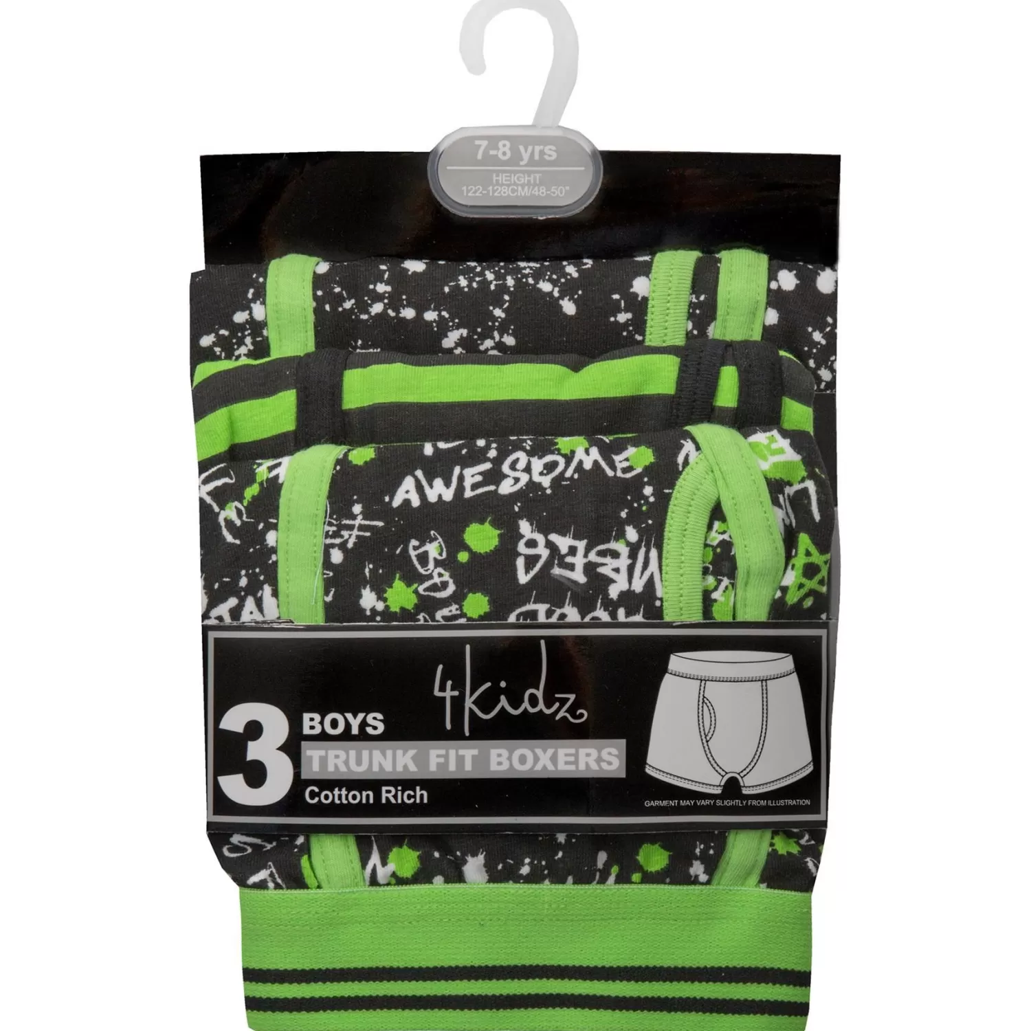 Kids 4Kidz Boys 3 Pack Graffiti Print Boxers