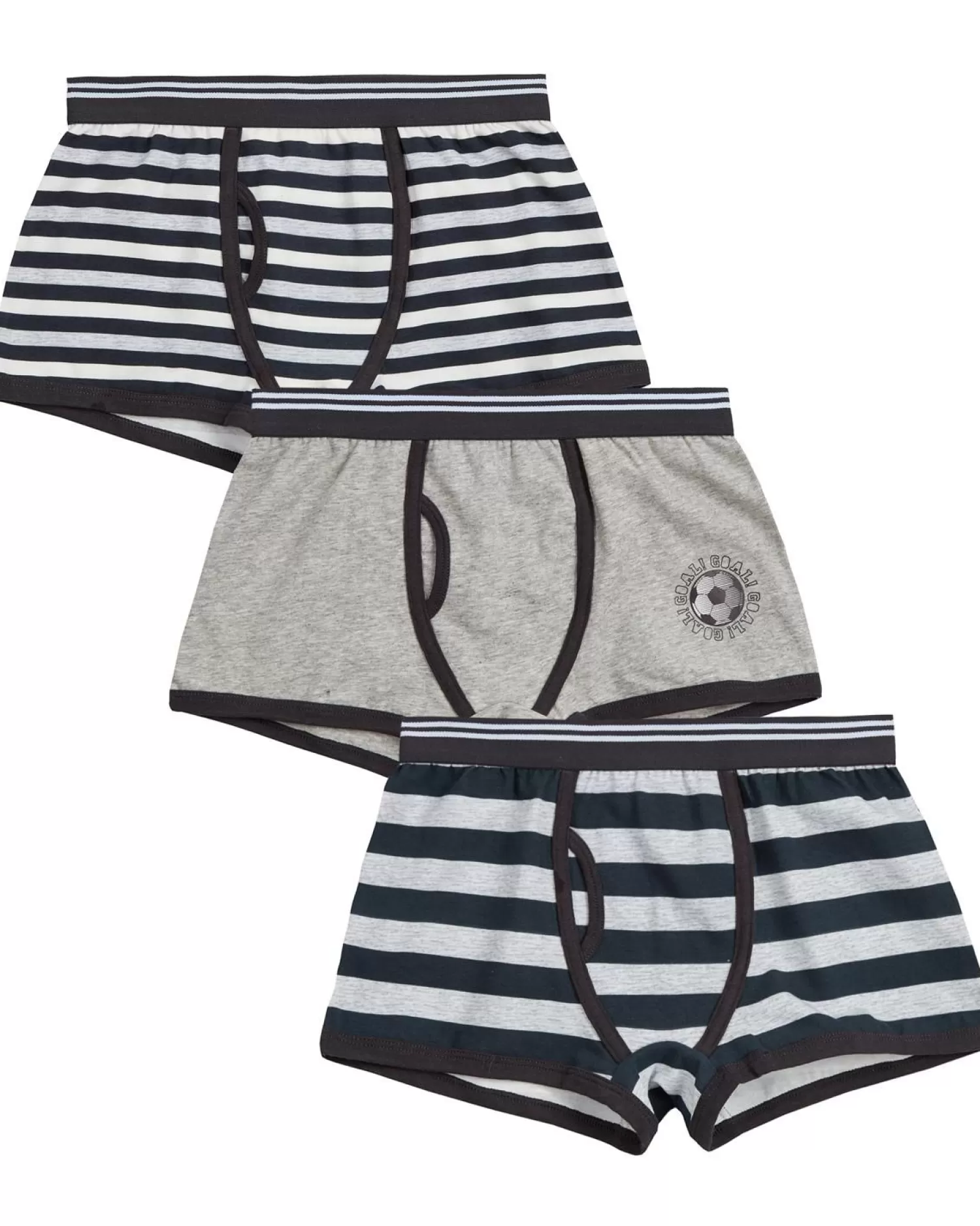 Kids 4Kidz Boys 3 Pack Grey Stripe Boxers