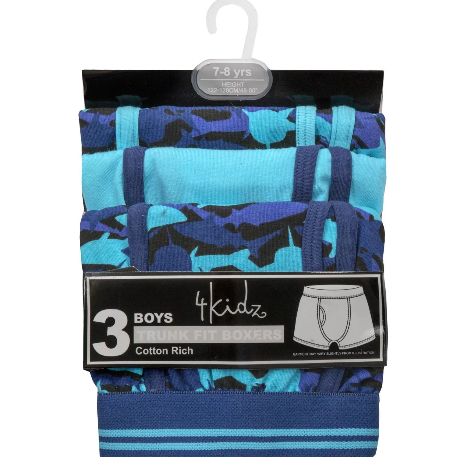 Kids 4Kidz Boys 3 Pack Shark Print Boxers