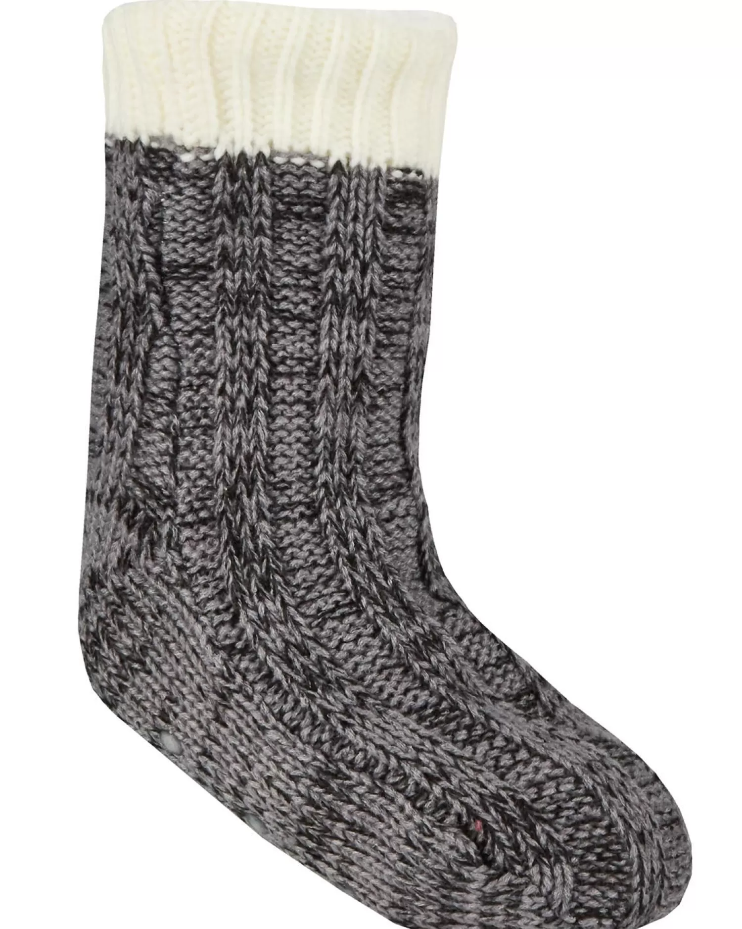 Kids * Boys Chunky Knit Sherpa Lined Slipper Socks - Grey