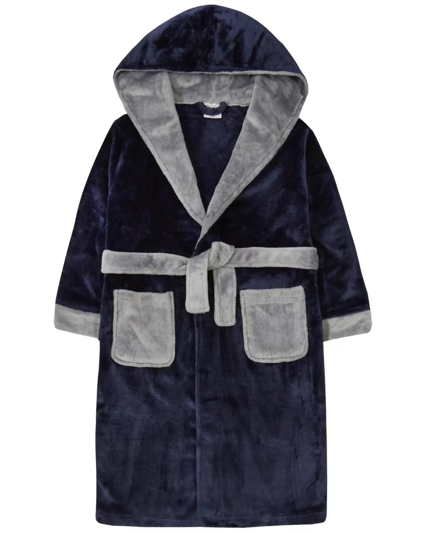 Kids 4Kidz Boys Contrast Hooded Dressing Gown - Navy