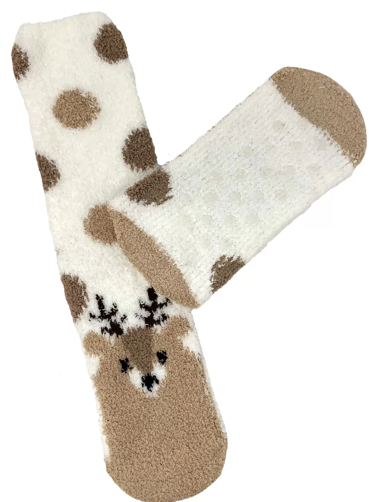 Bramble Socks | 2 Pack Cream Deer Fluffy Socks