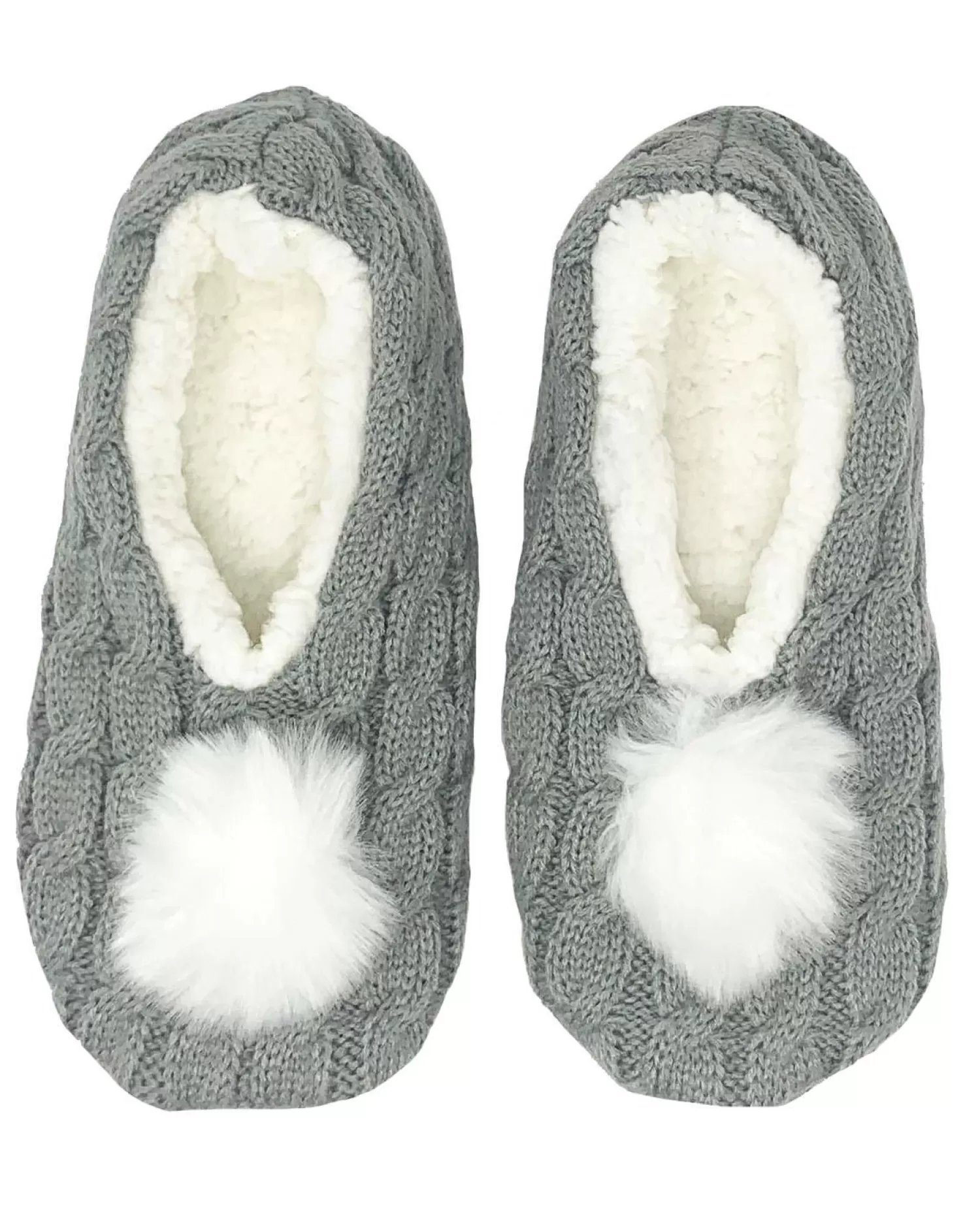 Bramble Slippers | Grey Chunky Knit Ballerina Slippers