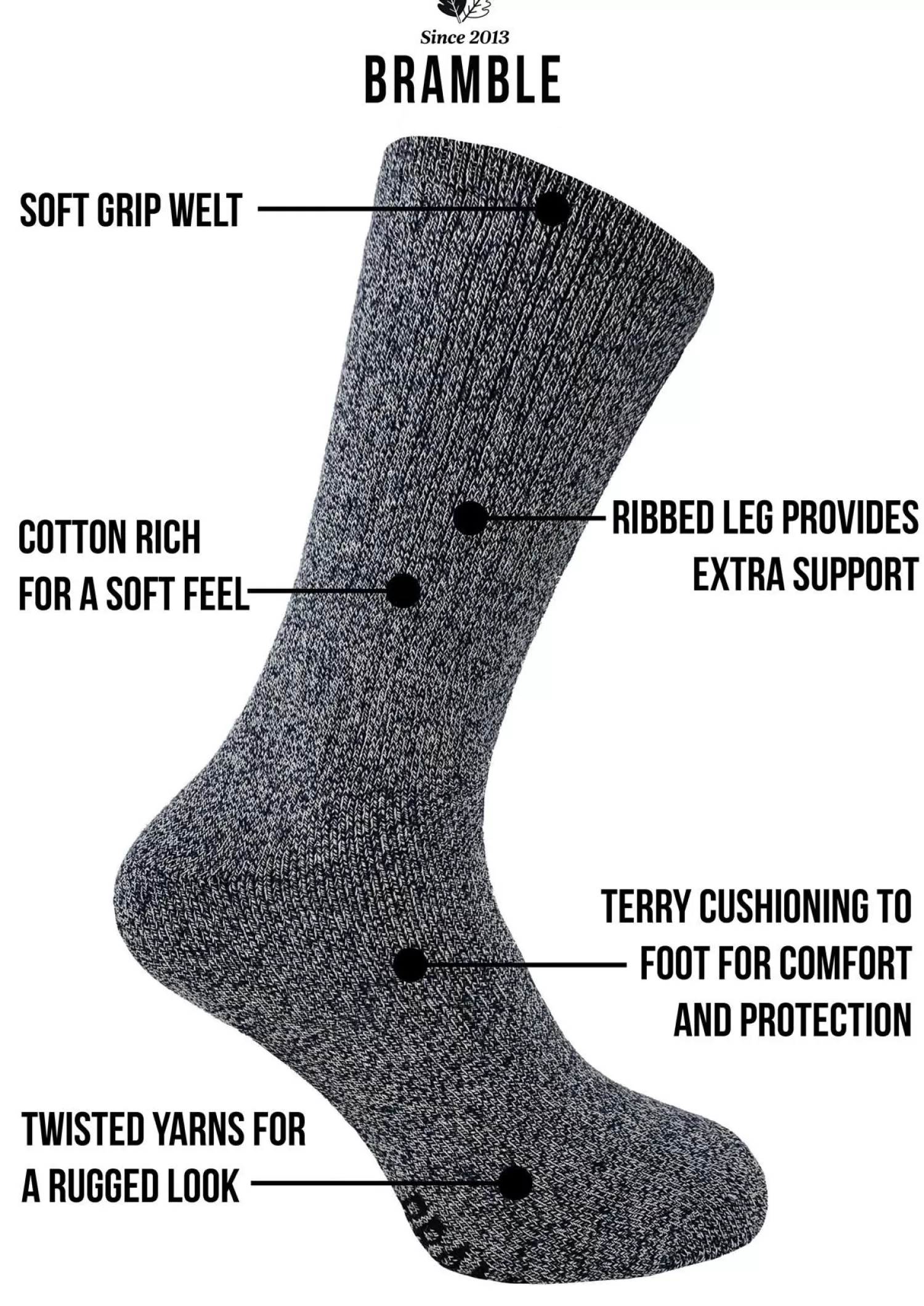 Men Bramble Mens 3 Pack All Terrain Socks - Dark Marl