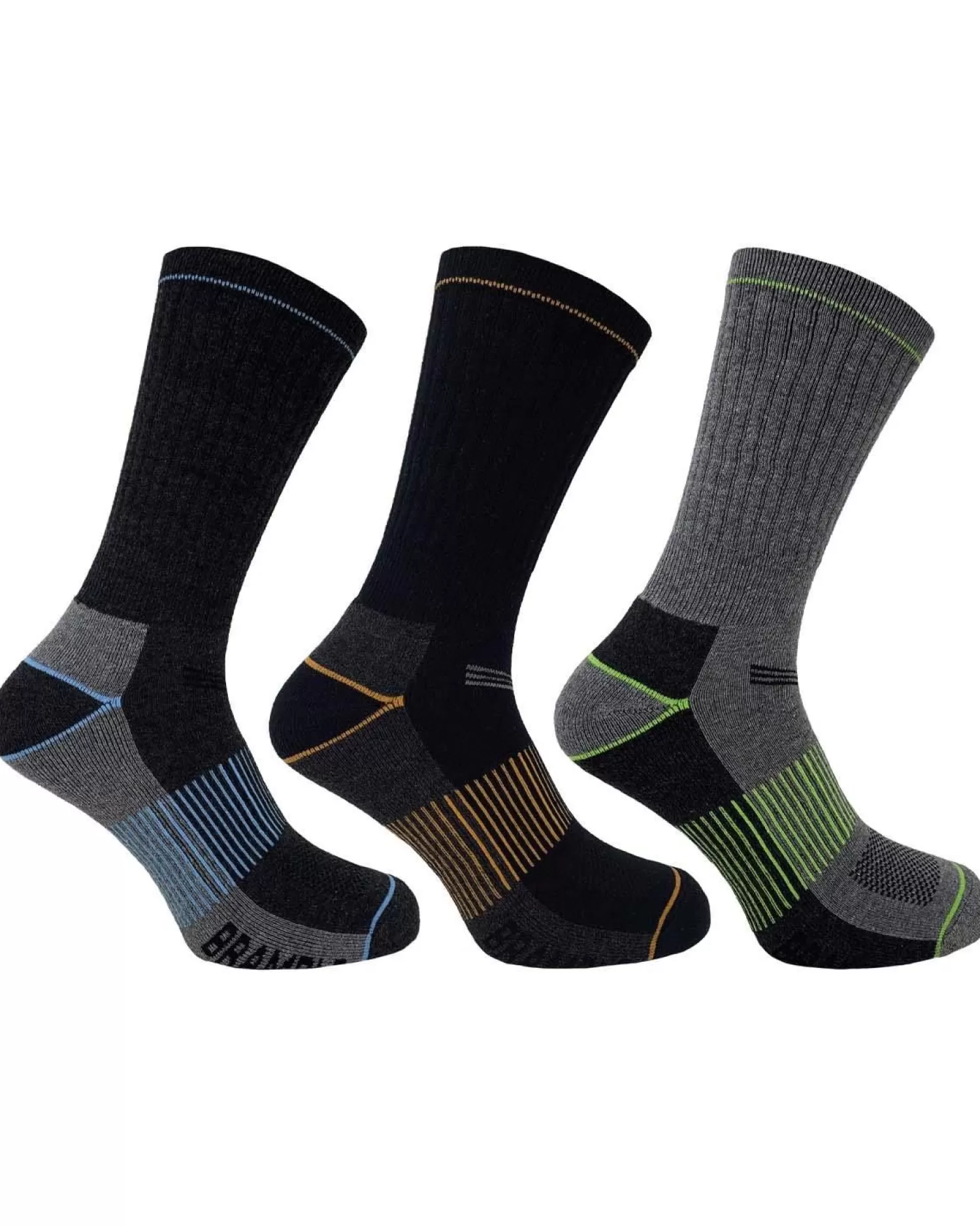 Men Bramble Mens 3 Pack Lightweight Hiker Socks - Grey/Neon