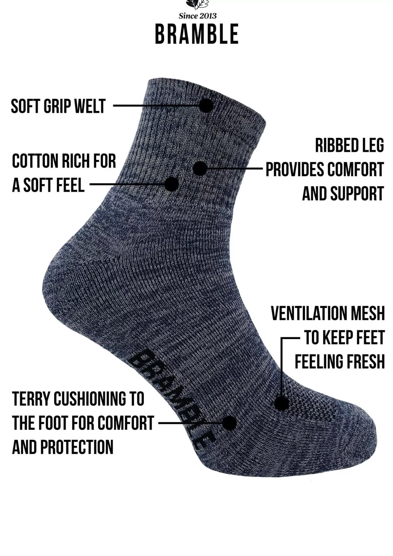 Men Bramble Mens 3 Pack Low Cut Hiker Socks