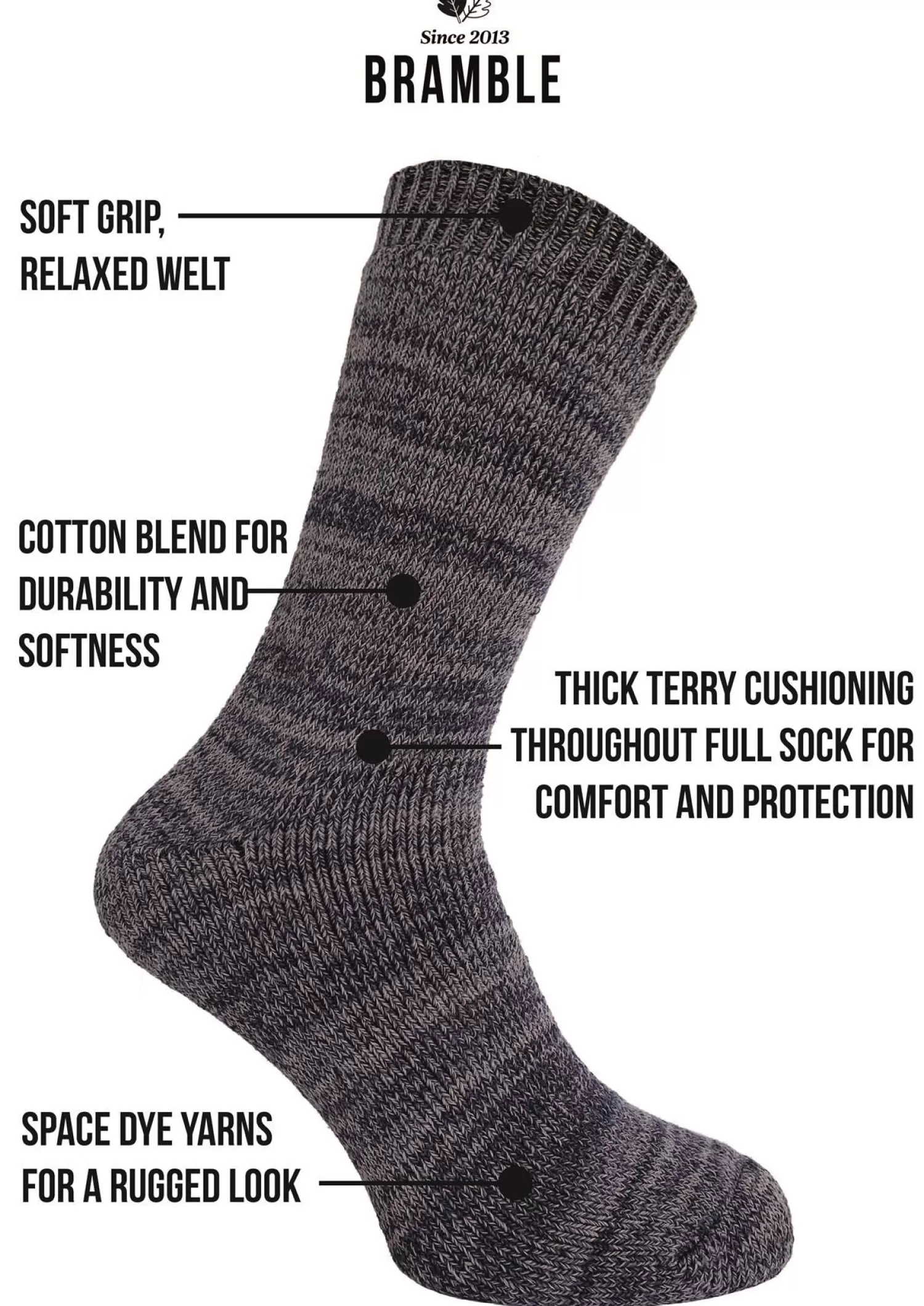 Men Bramble Mens 3 Pack Marl Boot Socks