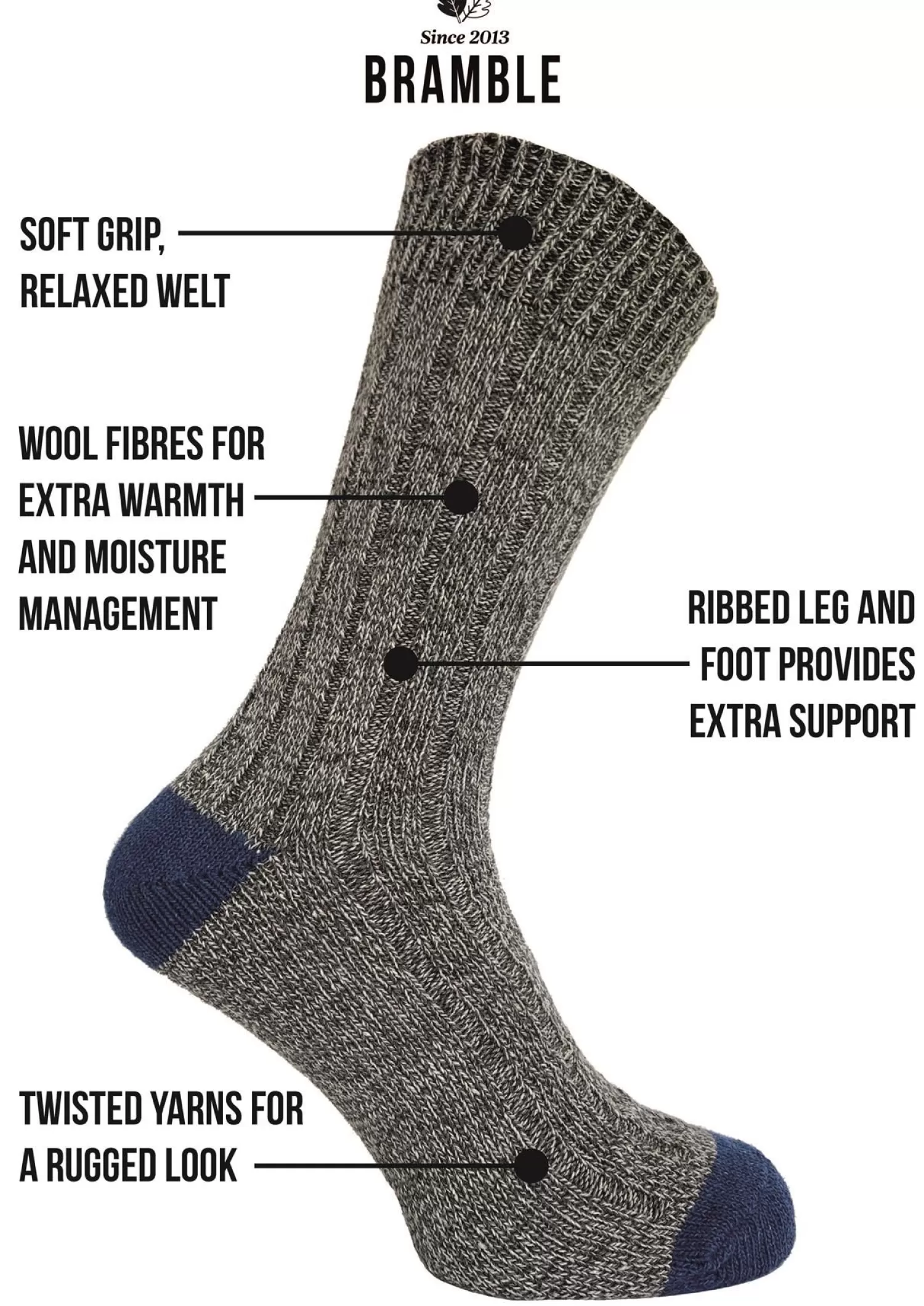 Men Bramble Mens 3 Pack Wool Blend Socks