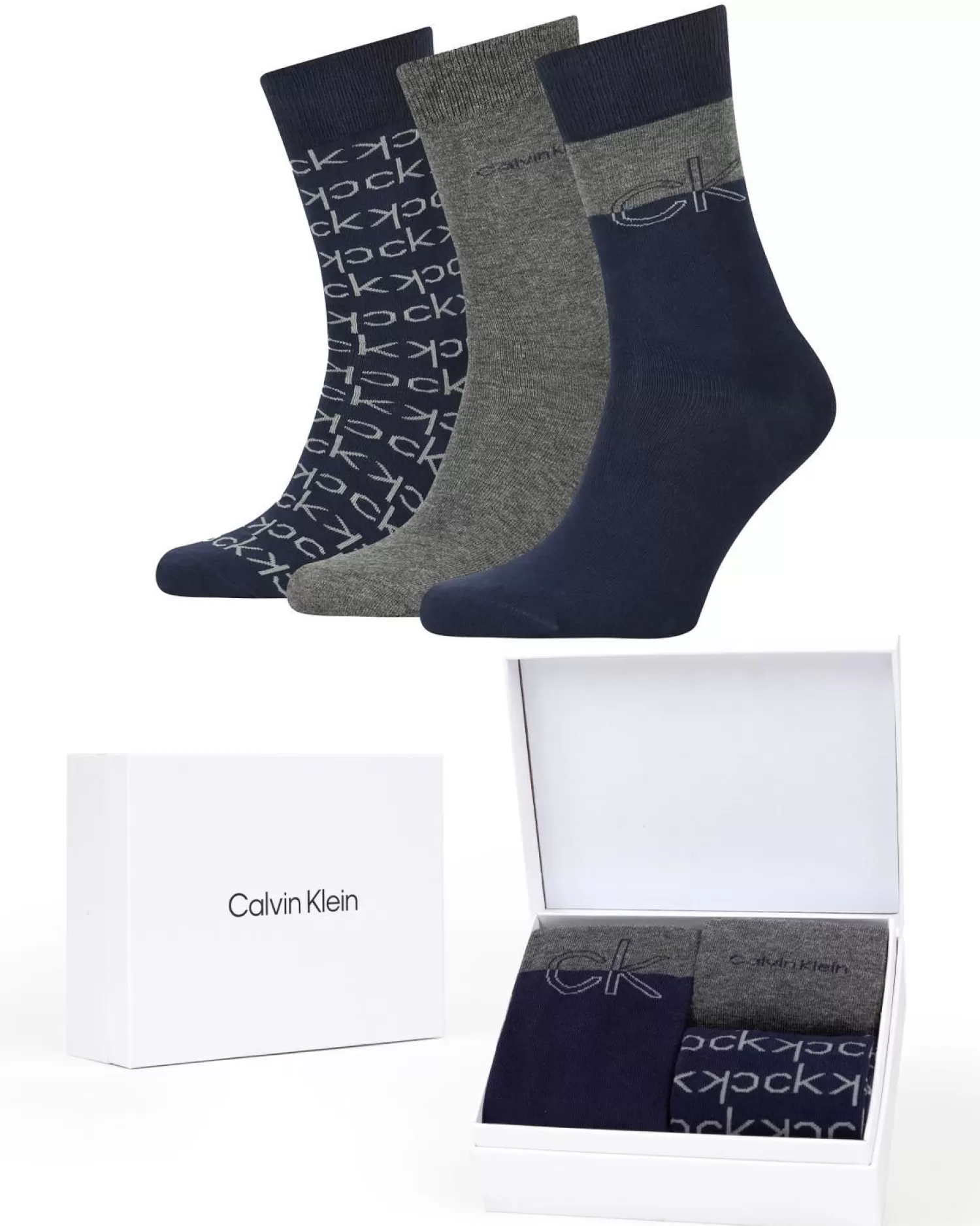 Men Calvin Klein 3 Pairs Mens Socks Gift Set - Peacoat