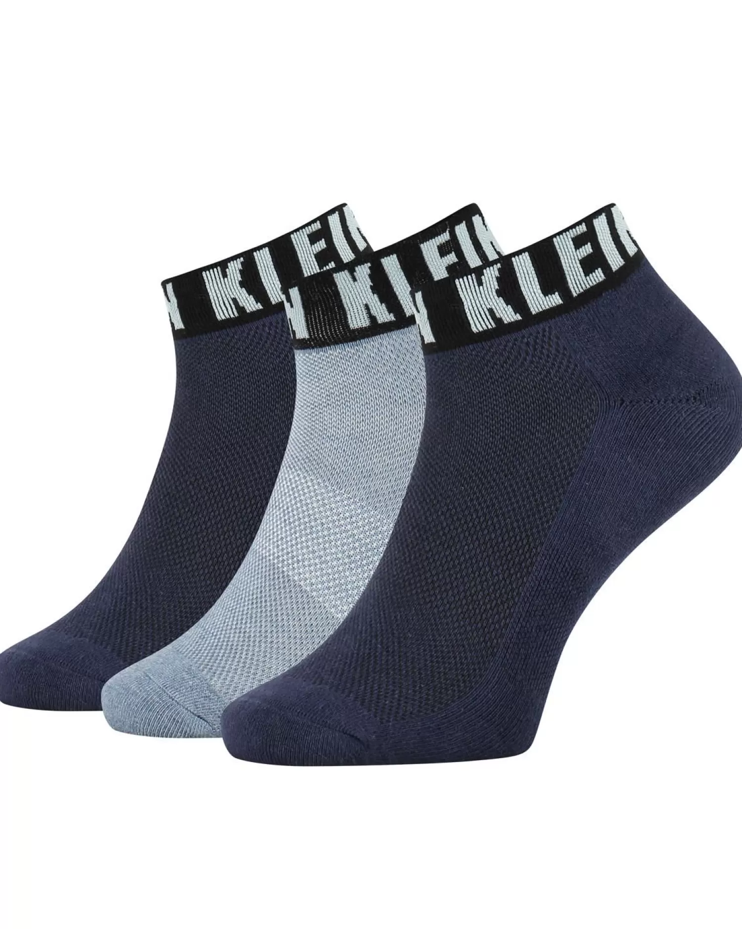 Men Calvin Klein Mens 3 Pack Logo Cuff Quarter Socks - Navy