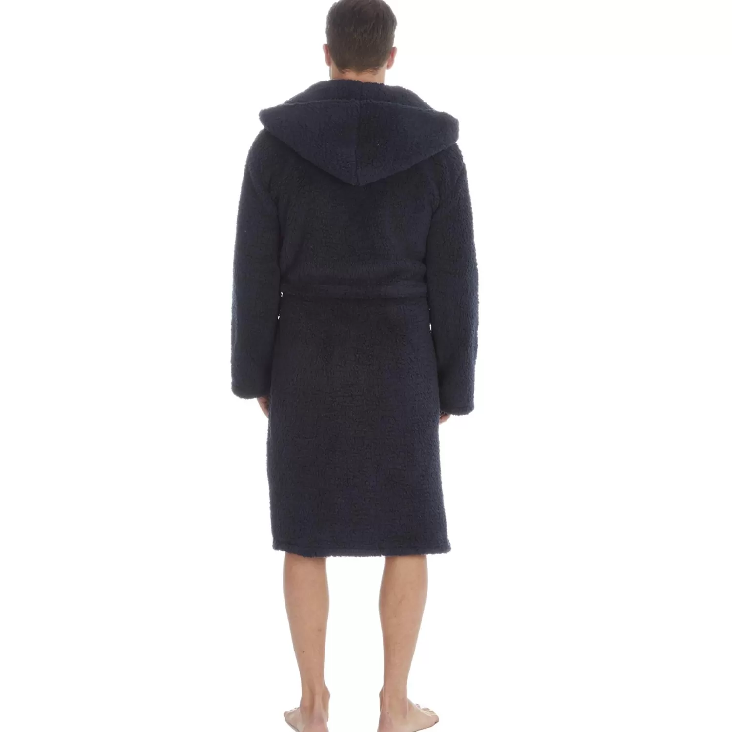 Men Cargo Bay Borg Fleece Dressing Gown - Navy