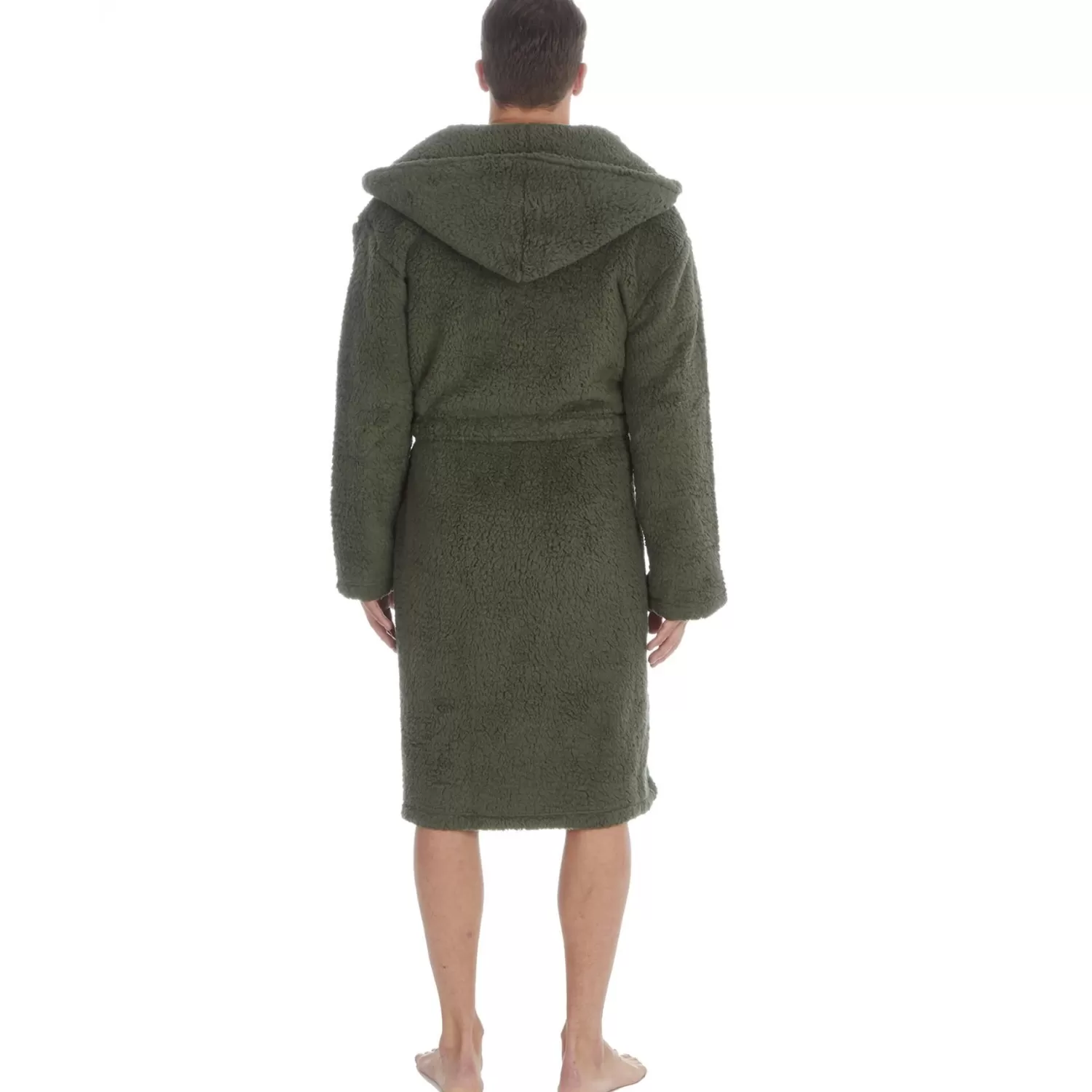 Men Cargo Bay Borg Fleece Dressing Gown - Olive