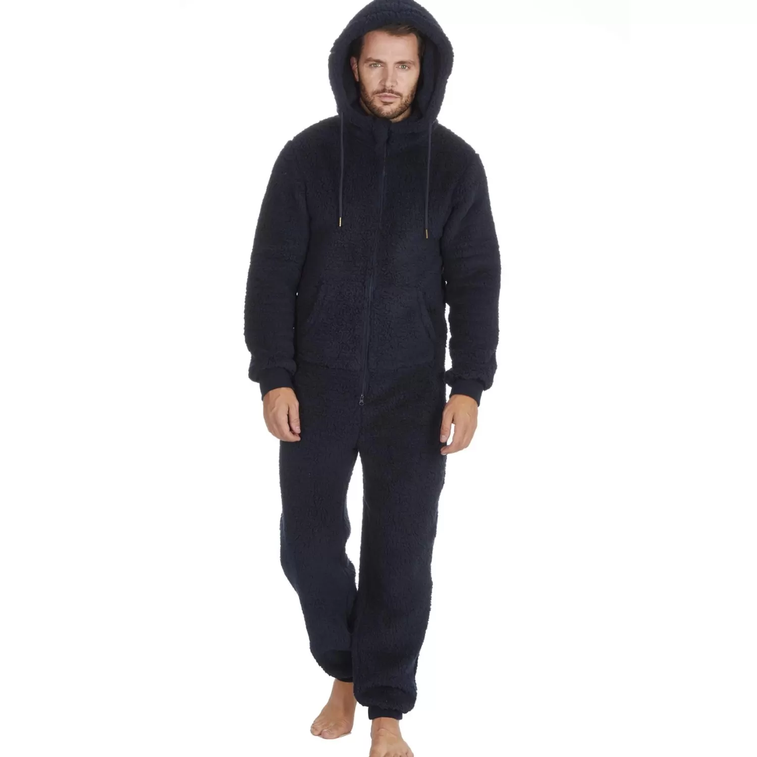 Men Cargo Bay Borg Fleece Onesie - Navy