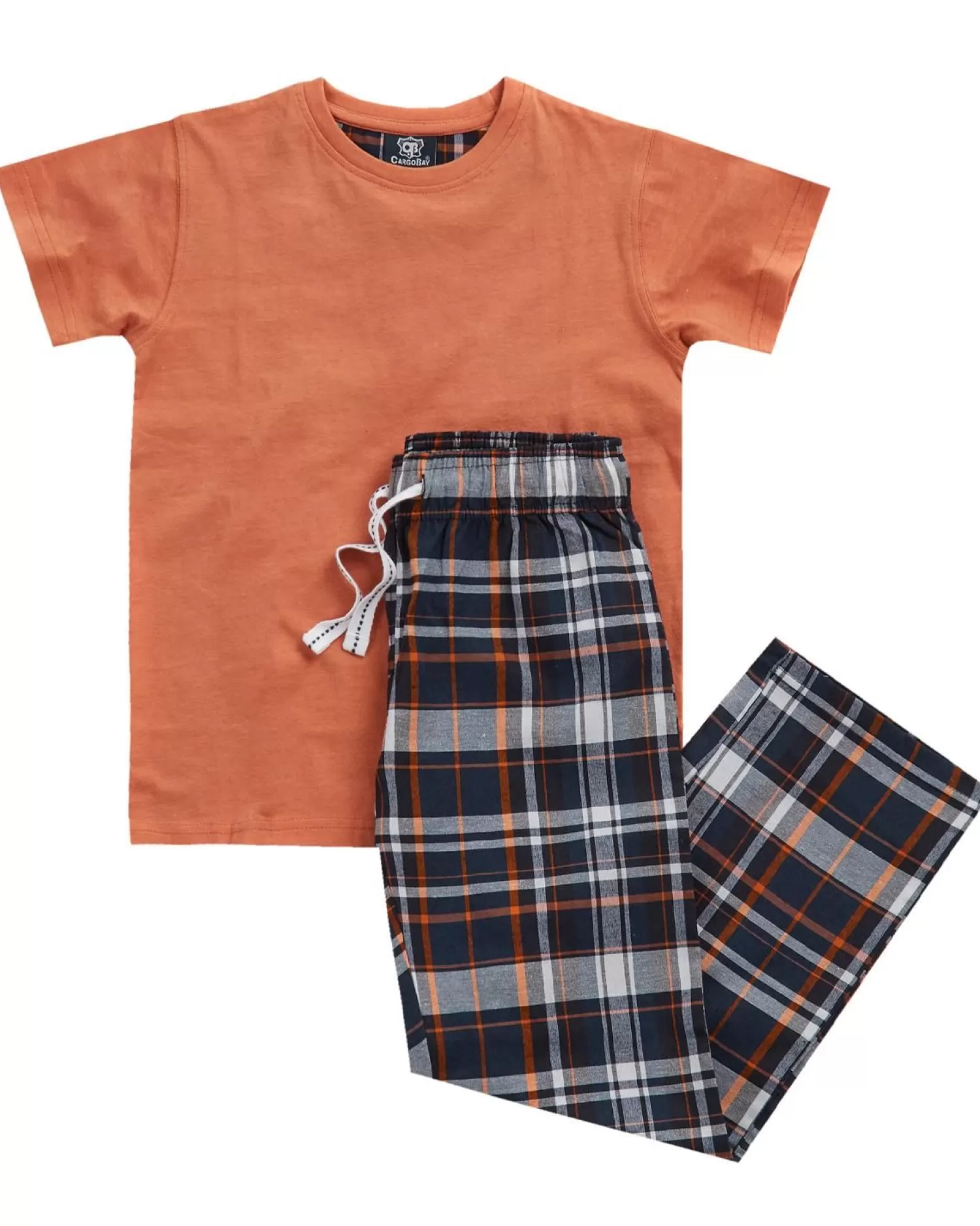 Kids Cargo Bay Boys Check Long Pyjamas - Burnt Orange