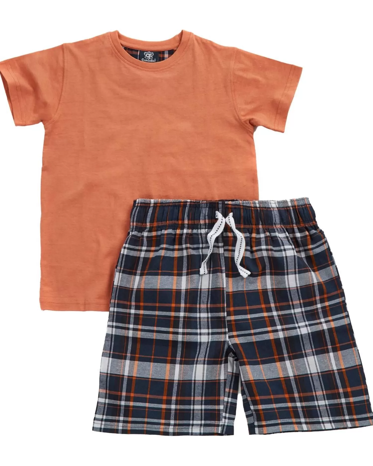 Kids Cargo Bay Boys Check Short Pyjamas - Burnt Orange