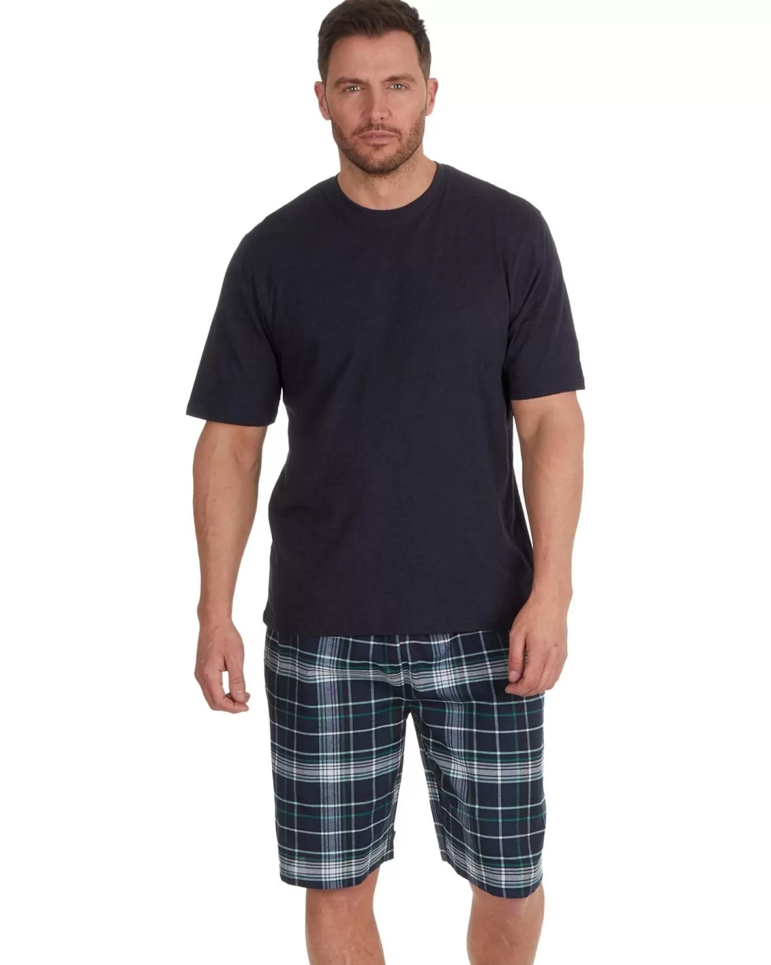 Men Cargo Bay Check Short Pyjamas - Navy