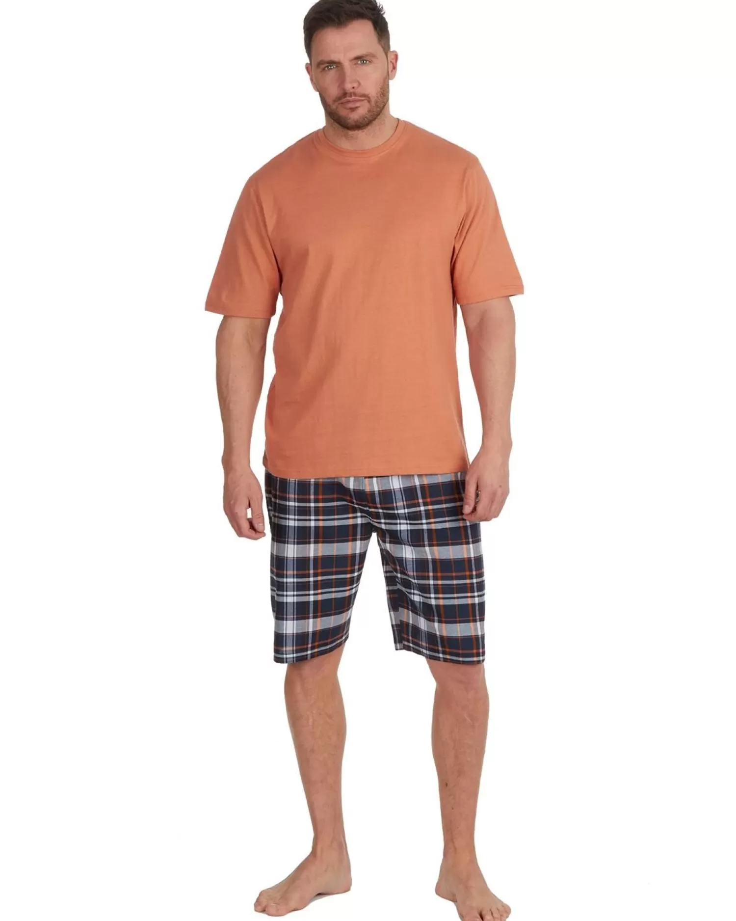 Men Cargo Bay Check Short Pyjamas - Orange