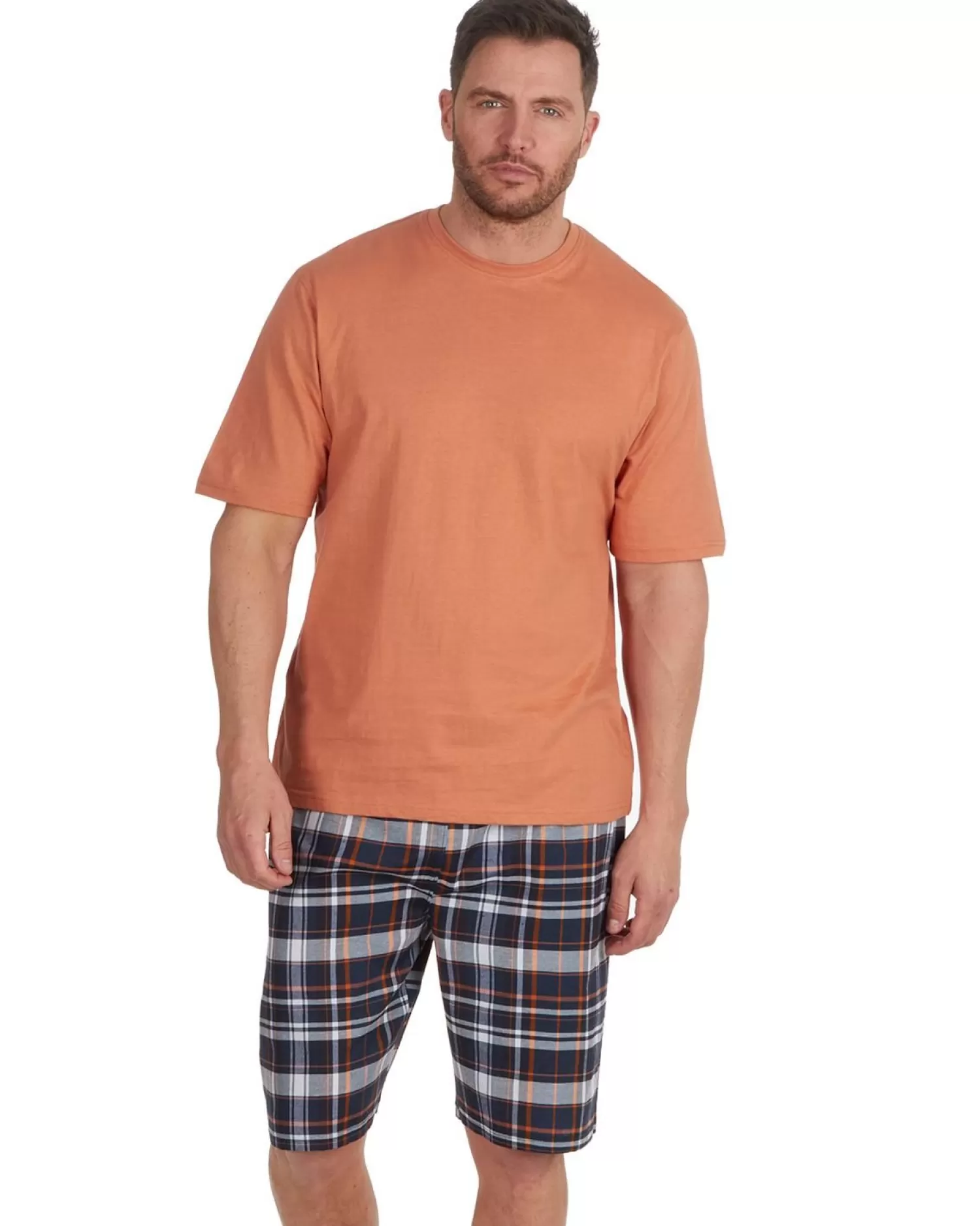 Men Cargo Bay Check Short Pyjamas - Orange