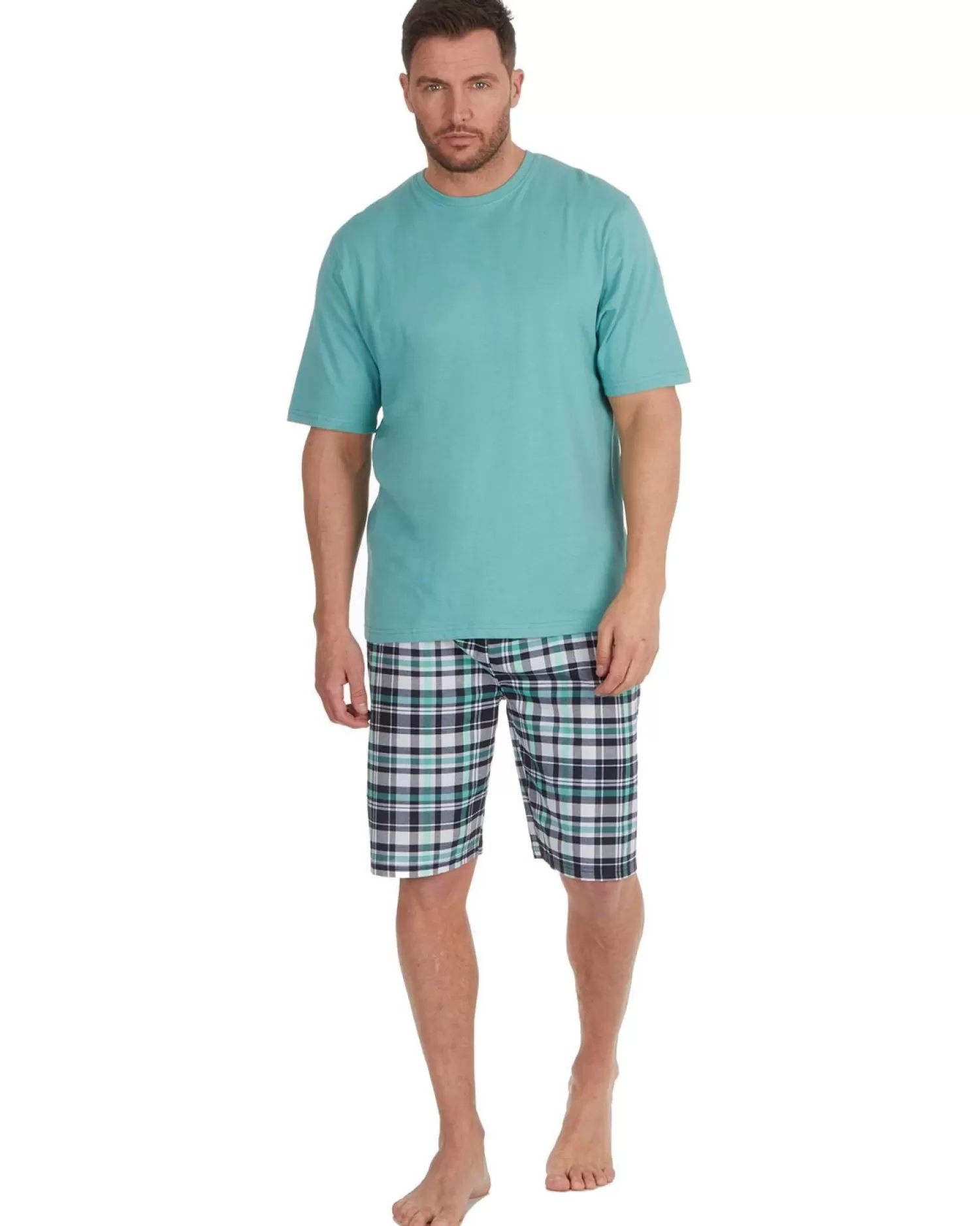 Men Cargo Bay Check Short Pyjamas - Seagreen