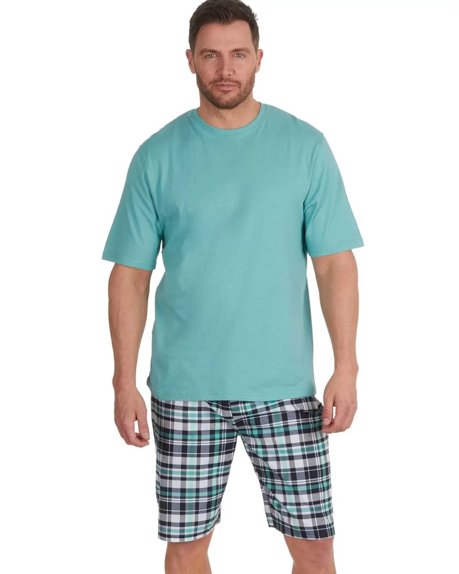 Men Cargo Bay Check Short Pyjamas - Seagreen