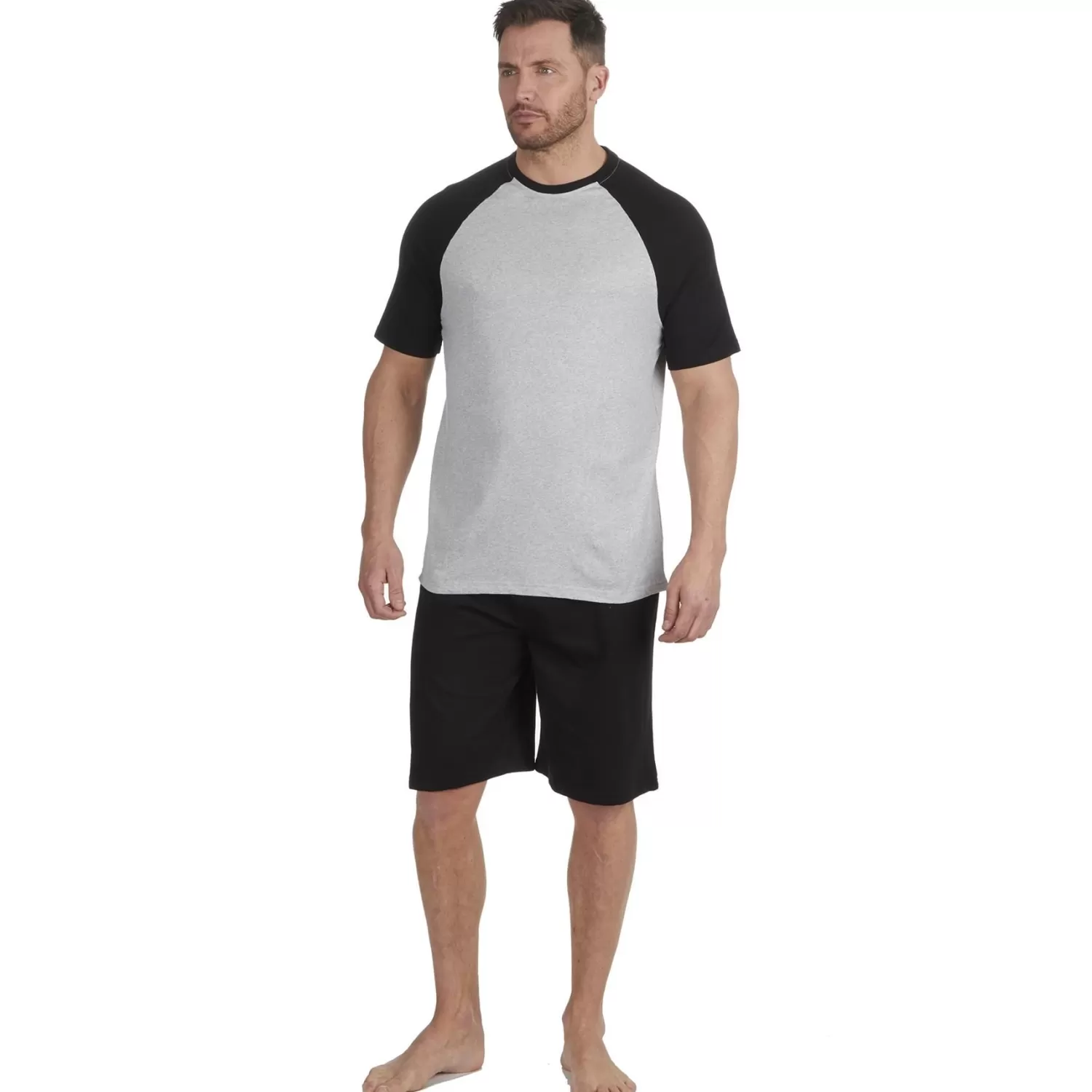 Men Cargo Bay Contrast Short Jersey Pyjamas - Grey/Black