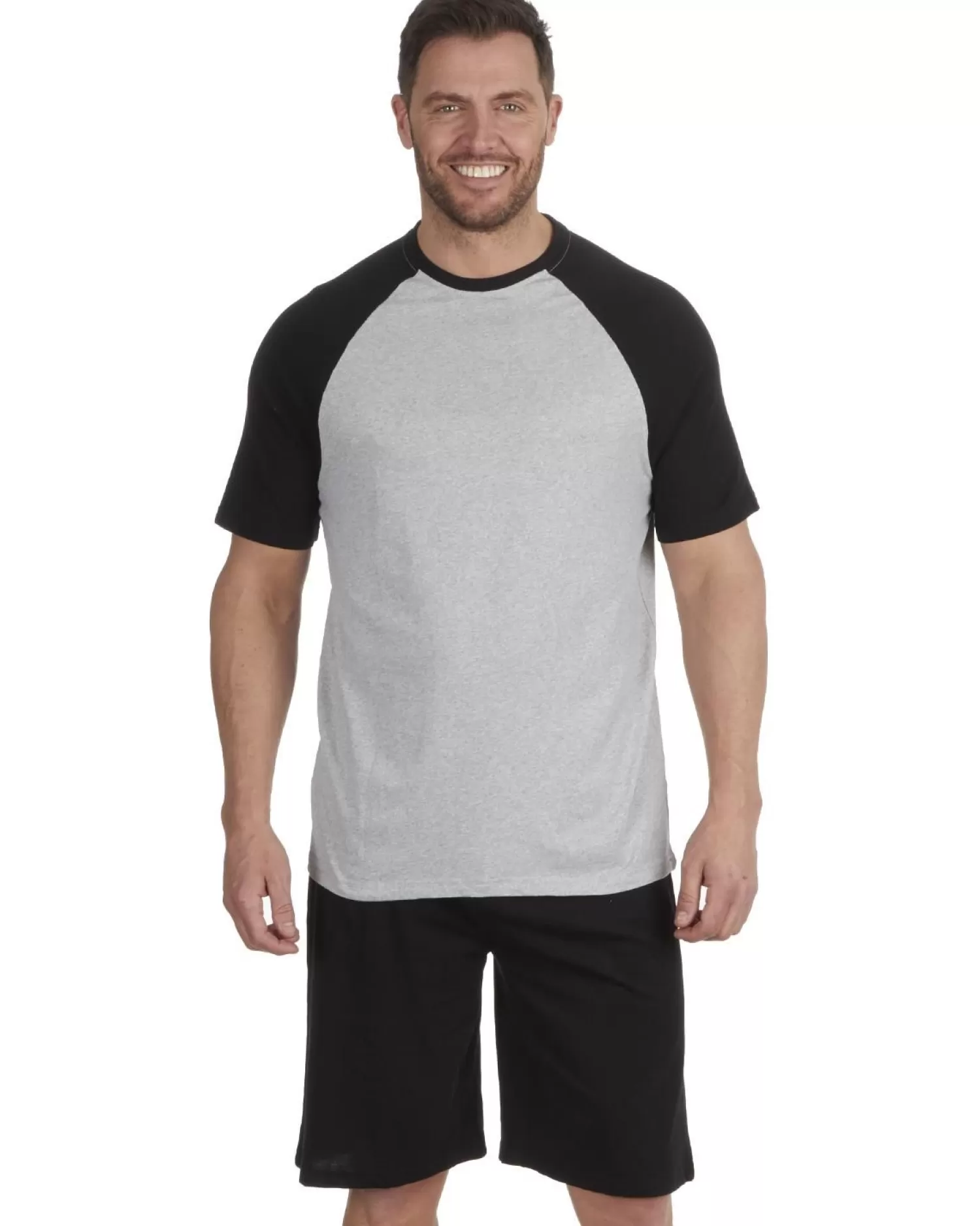 Men Cargo Bay Contrast Short Jersey Pyjamas - Grey/Black