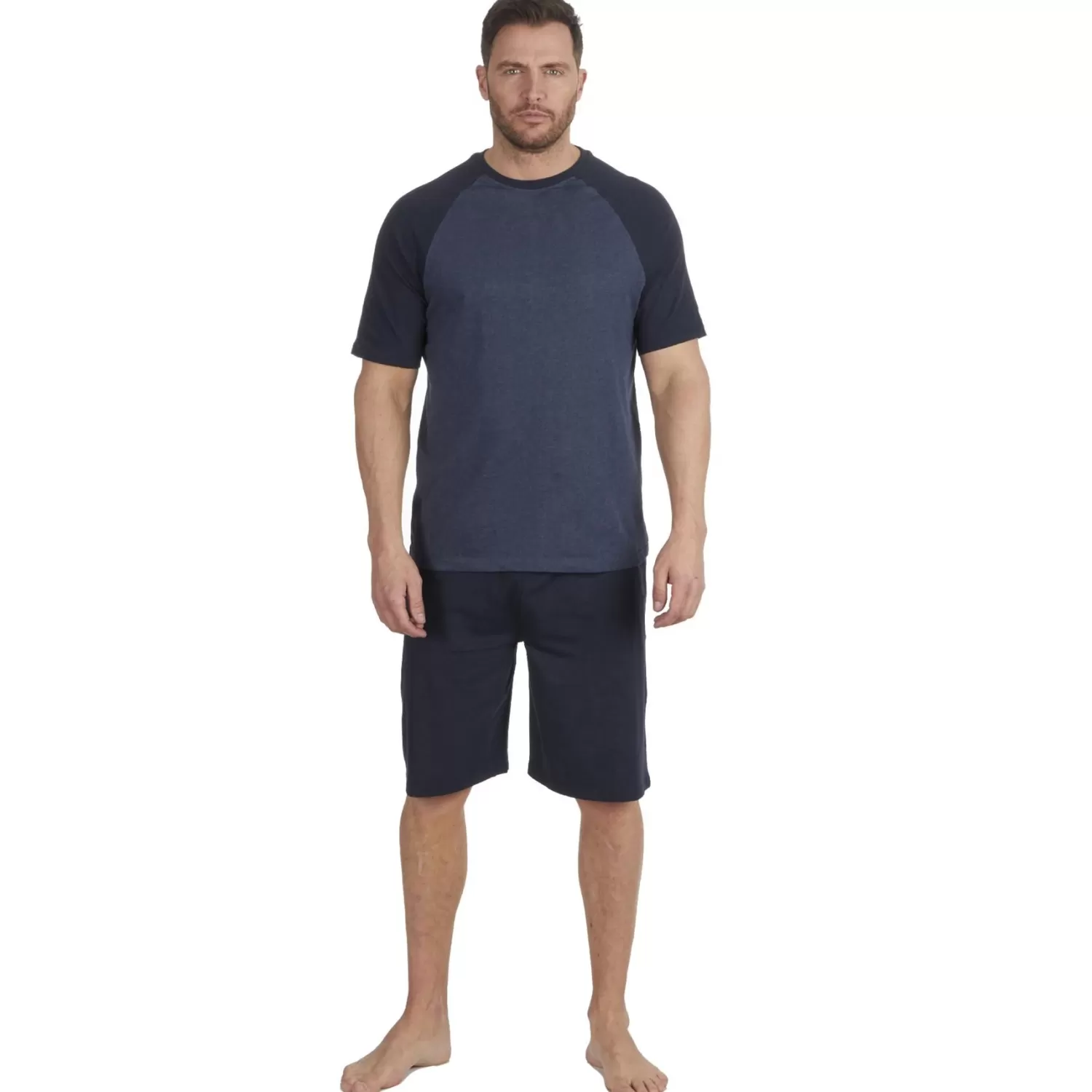 Men Cargo Bay Contrast Short Jersey Pyjamas - Navy