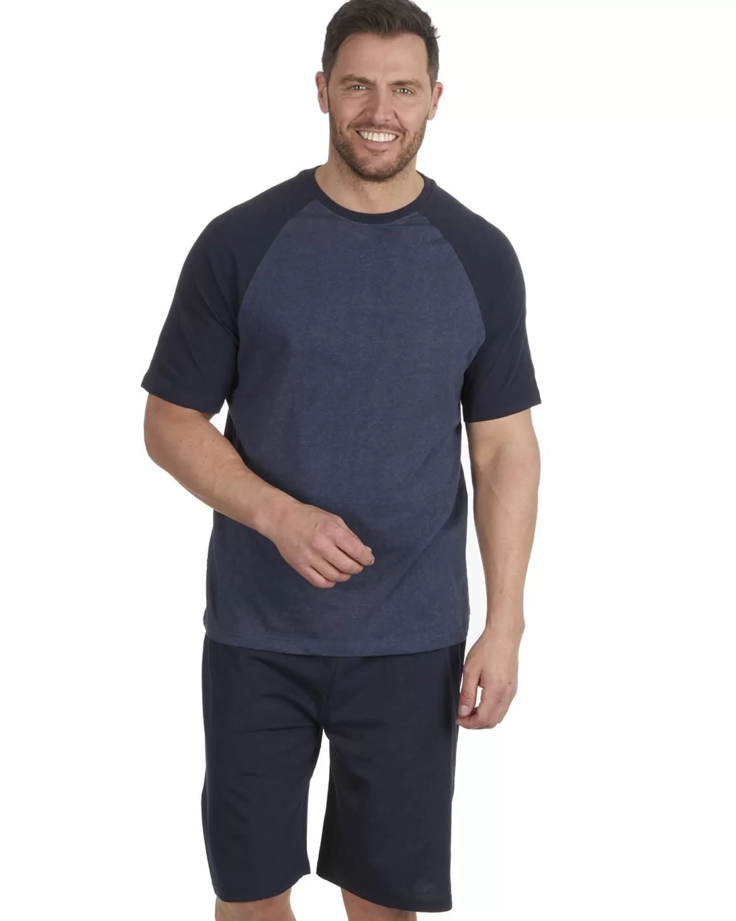 Men Cargo Bay Contrast Short Jersey Pyjamas - Navy