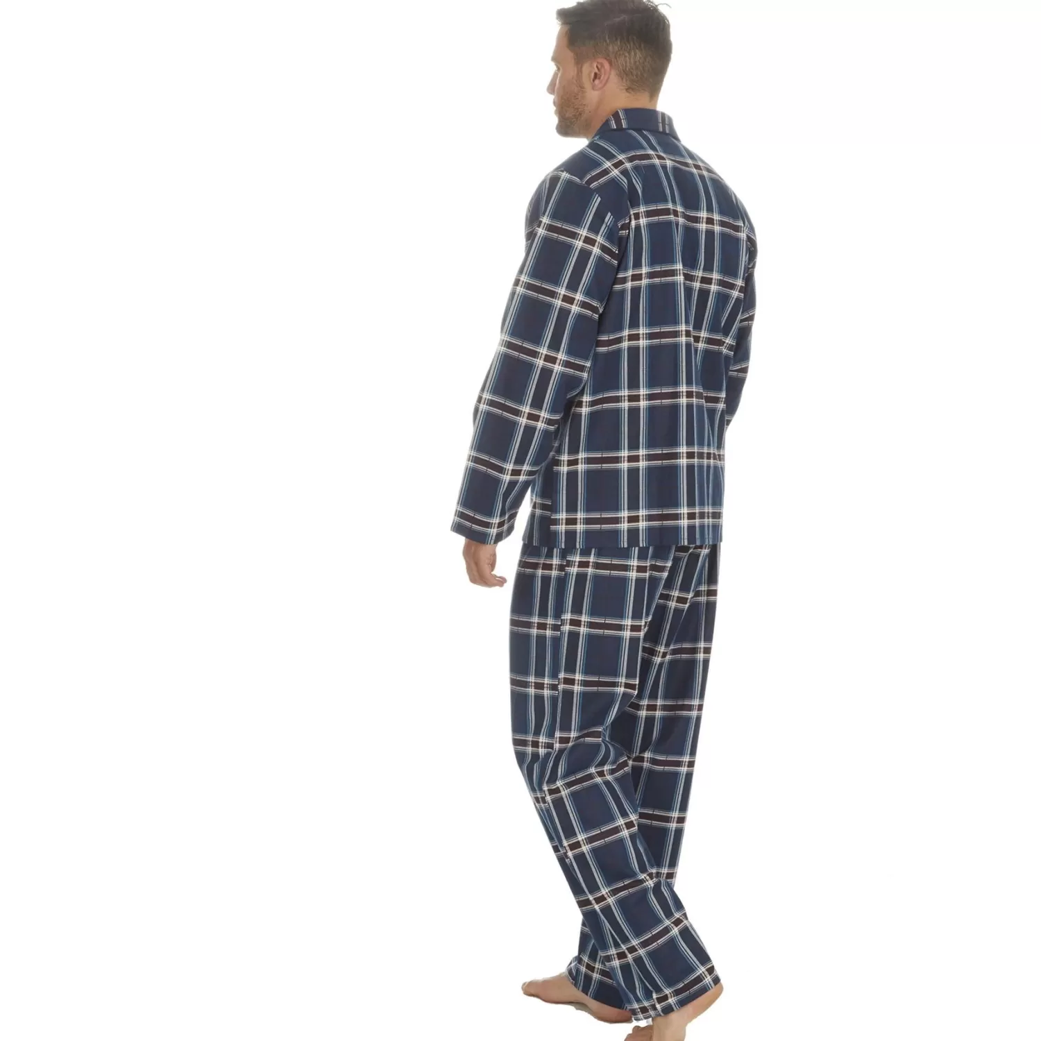 Men Cargo Bay Cotton Check Tailored Pyjamas - Denim