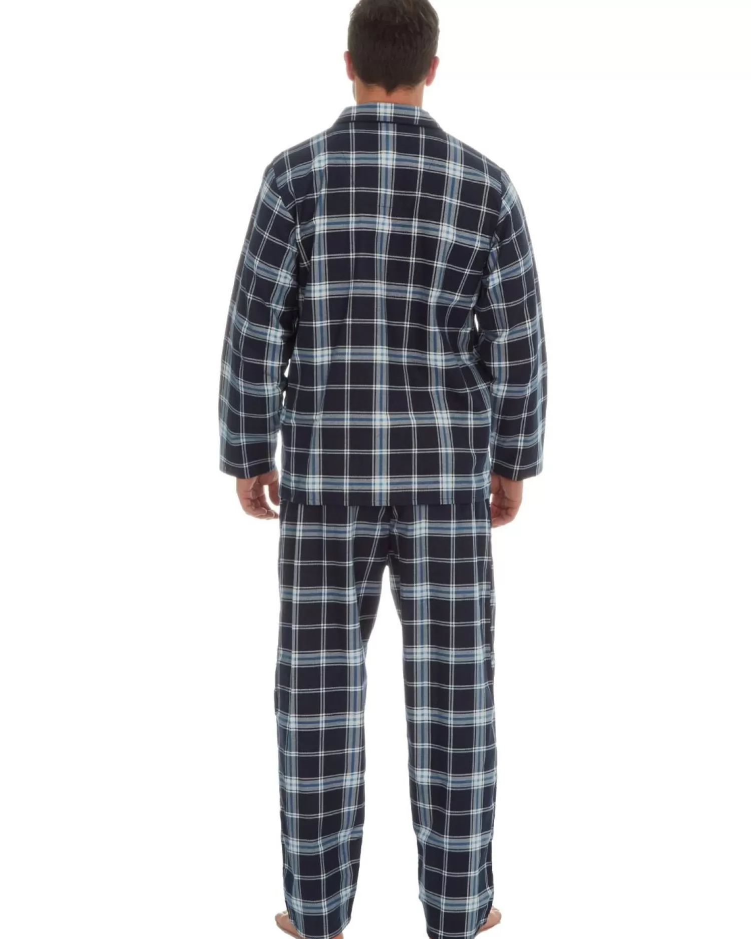 Men Cargo Bay Cotton Check Tailored Pyjamas - Navy