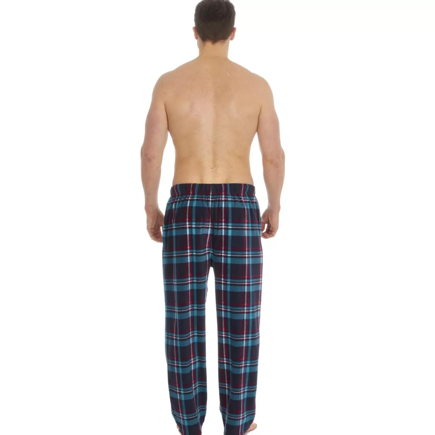 Men Cargo Bay Microfleece Check Lounge Pants - Teal