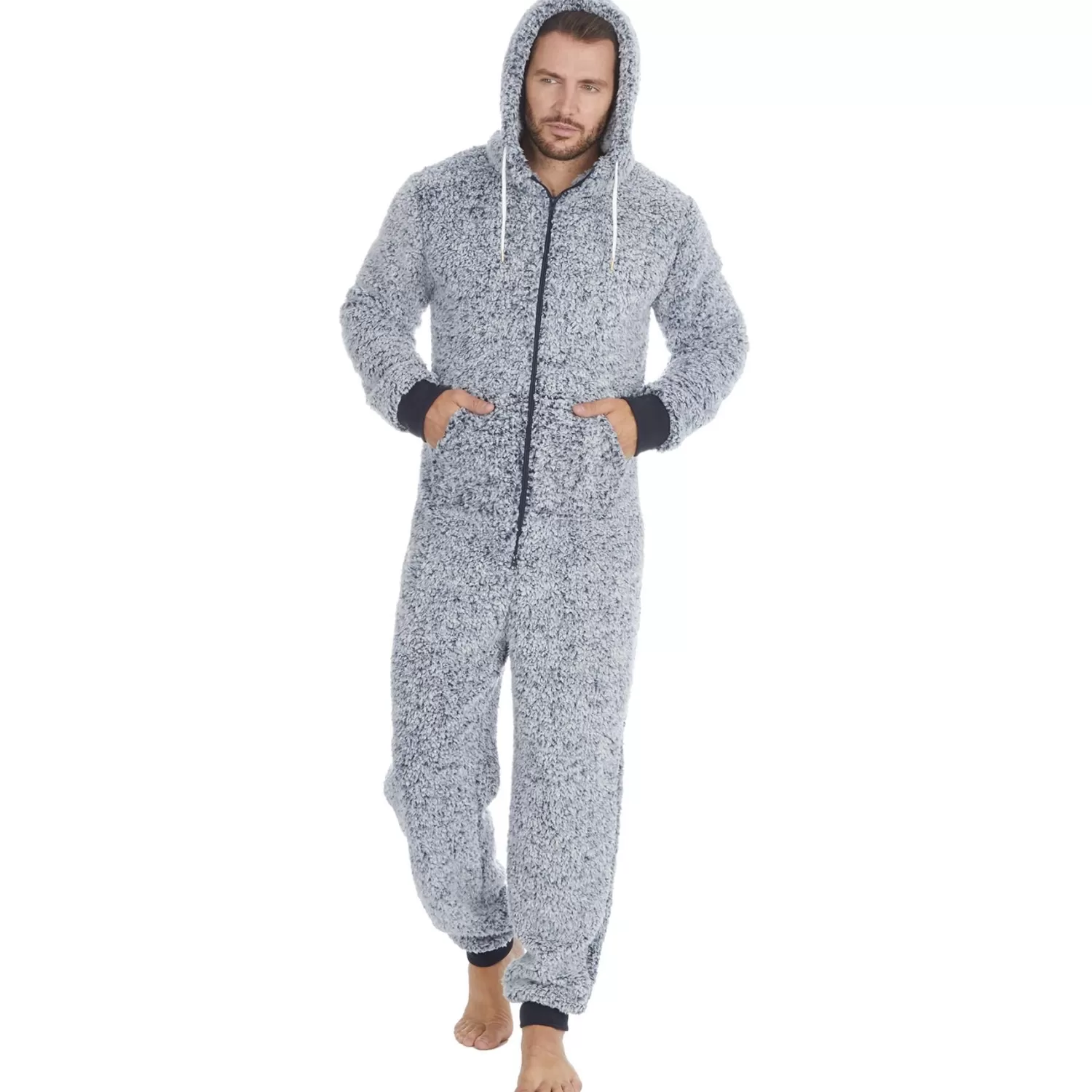 Men Cargo Bay Sherpa Fleece Onesie - Navy