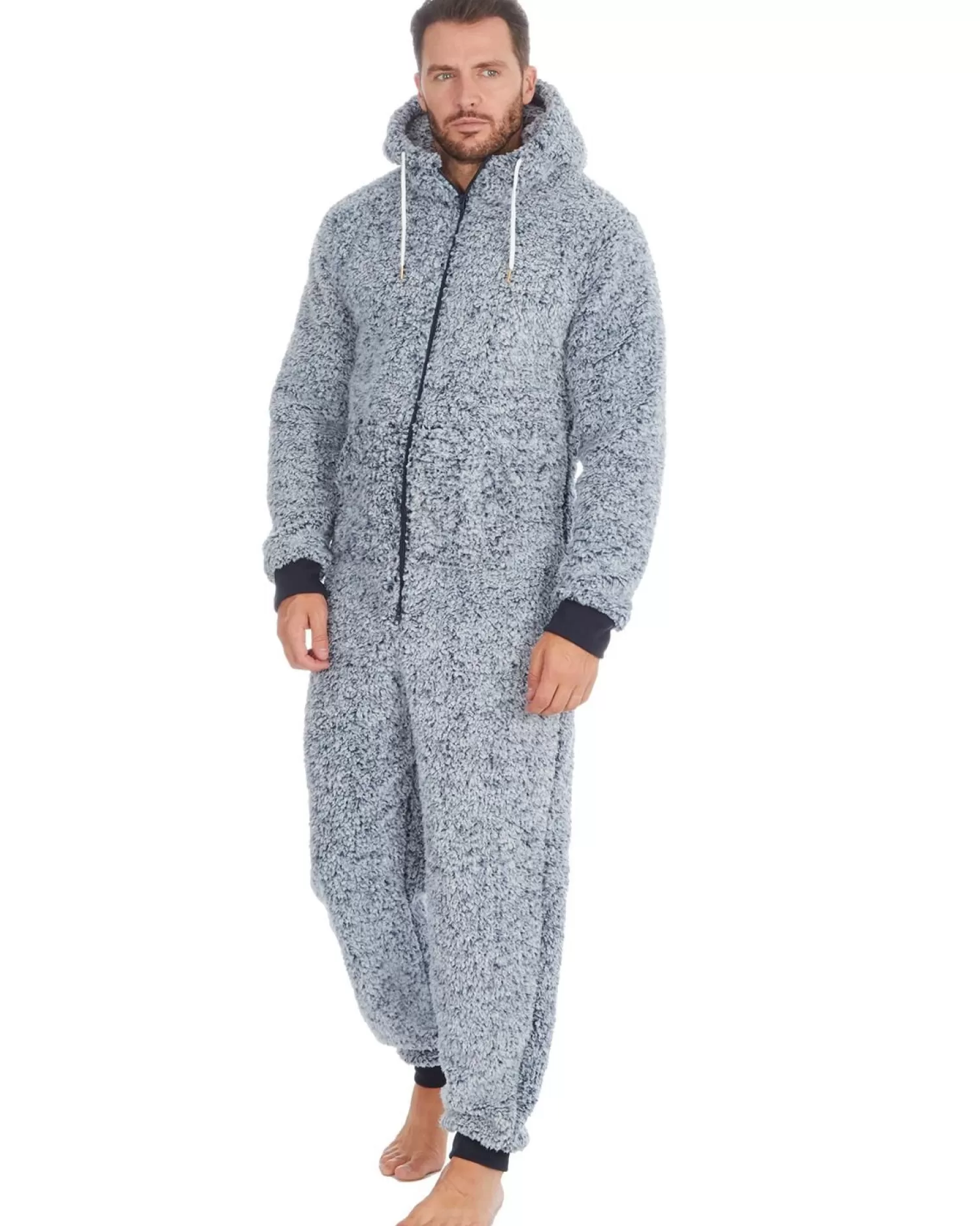 Men Cargo Bay Sherpa Fleece Onesie - Navy