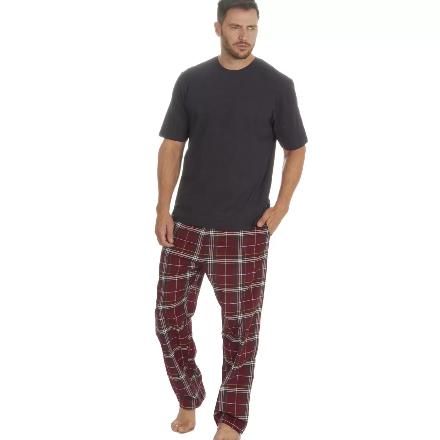 Men Cargo Bay Short Sleeve Check Pyjamas - Navy