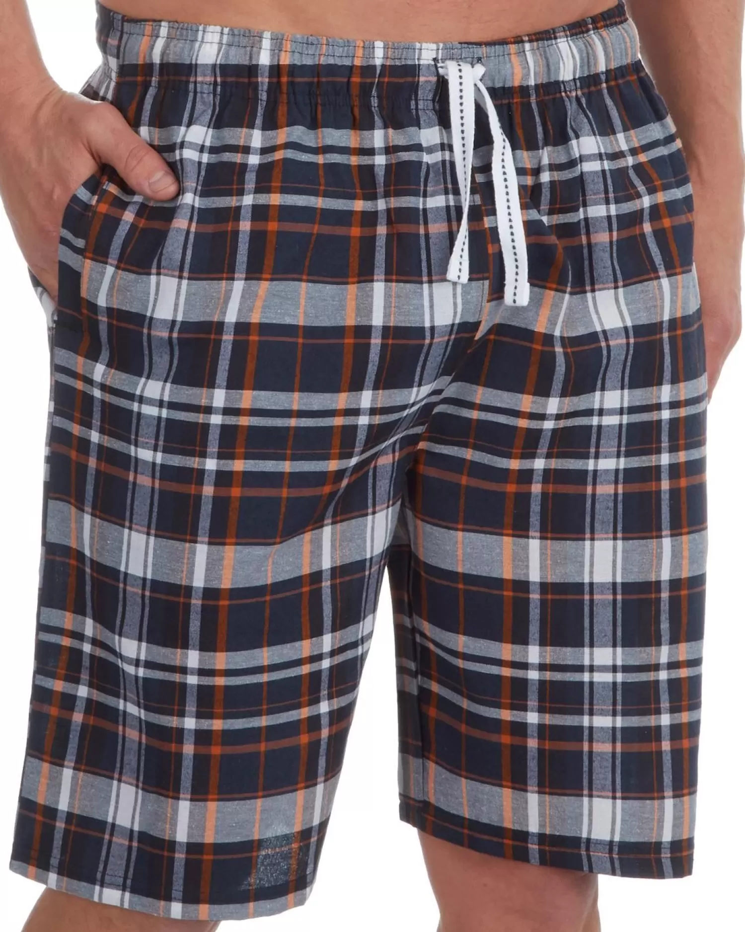 Men Cargo Bay Woven Check Lounge Shorts - Indigo