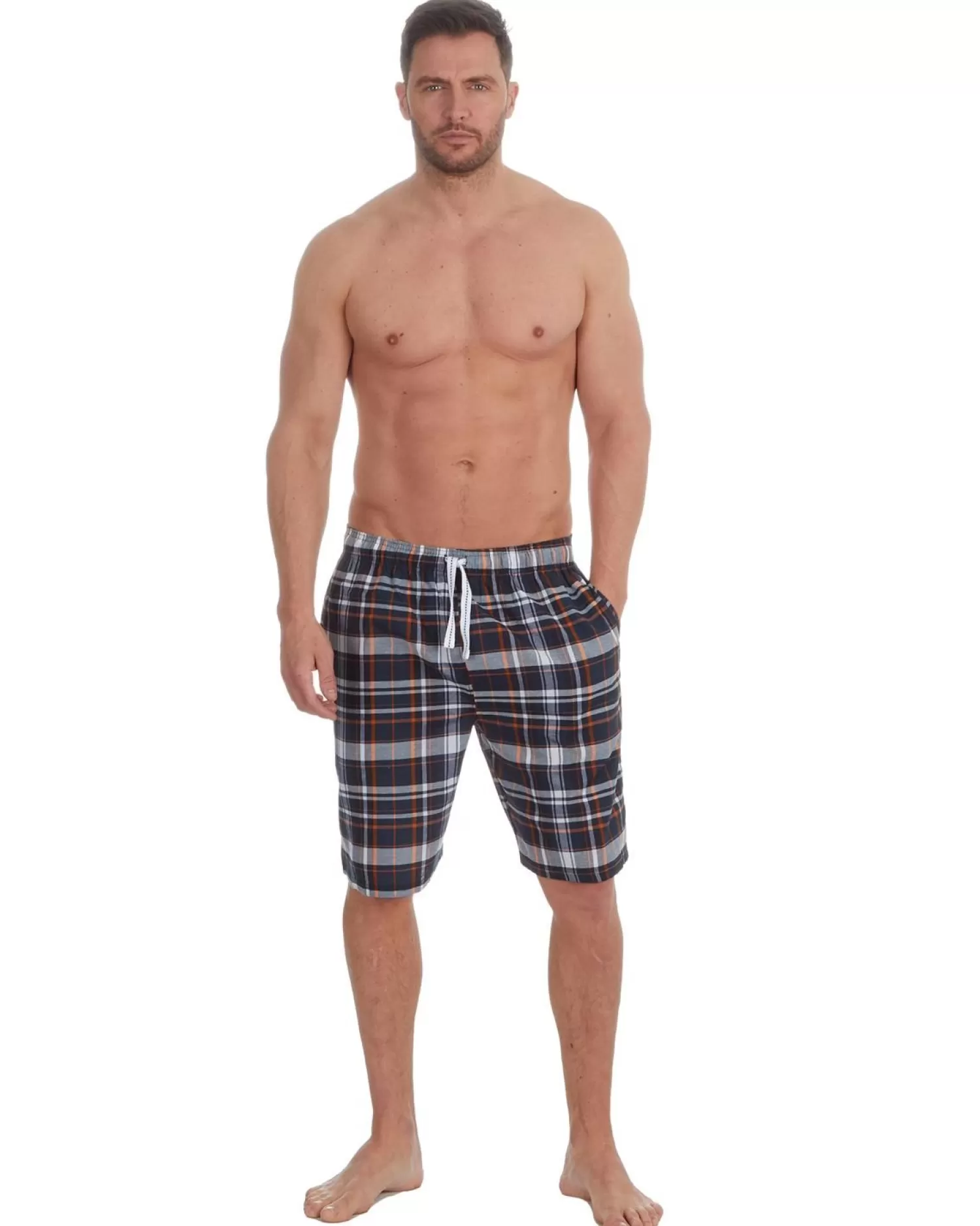 Men Cargo Bay Woven Check Lounge Shorts - Indigo