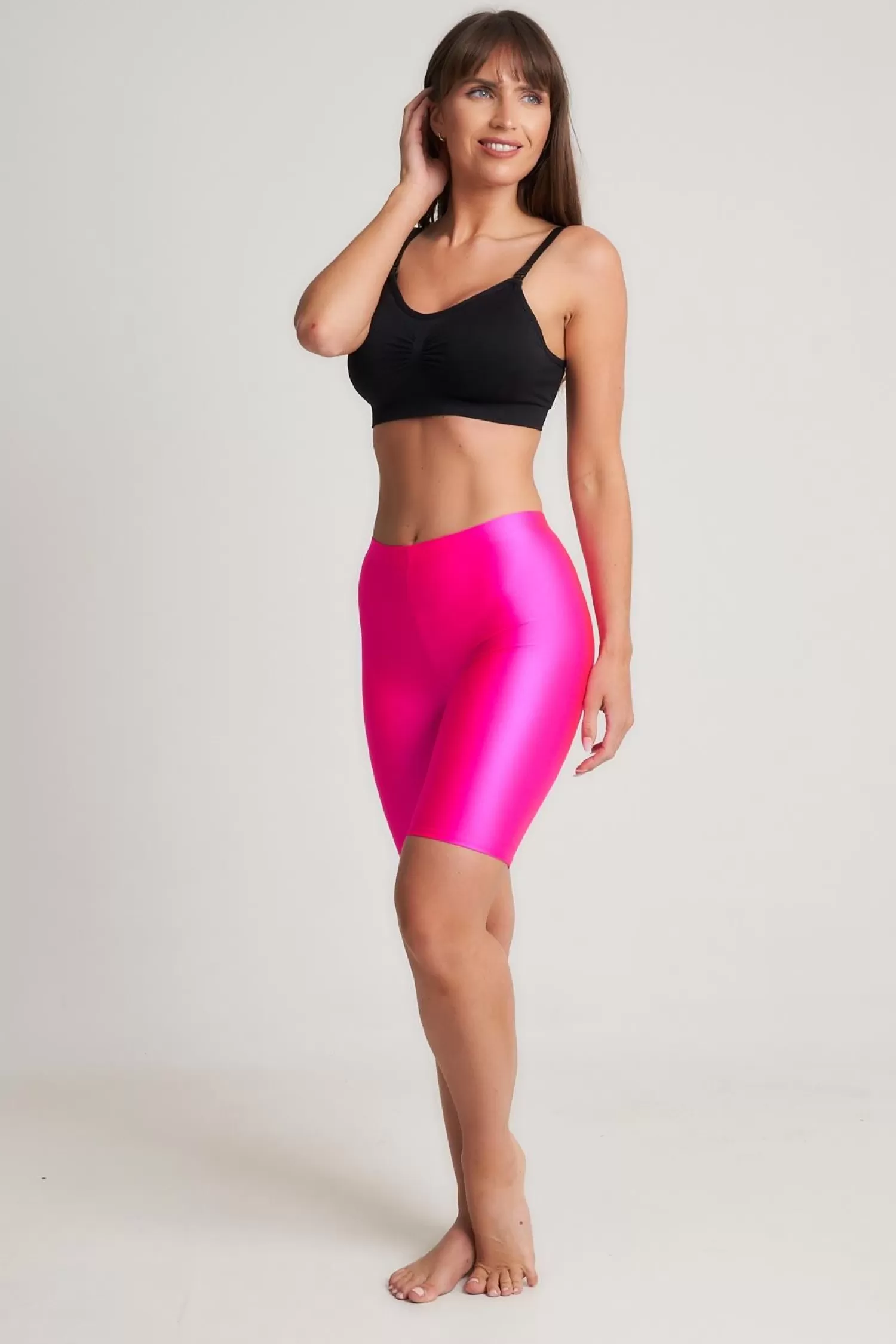 * Shorts & Skirts | Classic Shiny Lycra Cycling Shorts - Neon Pink