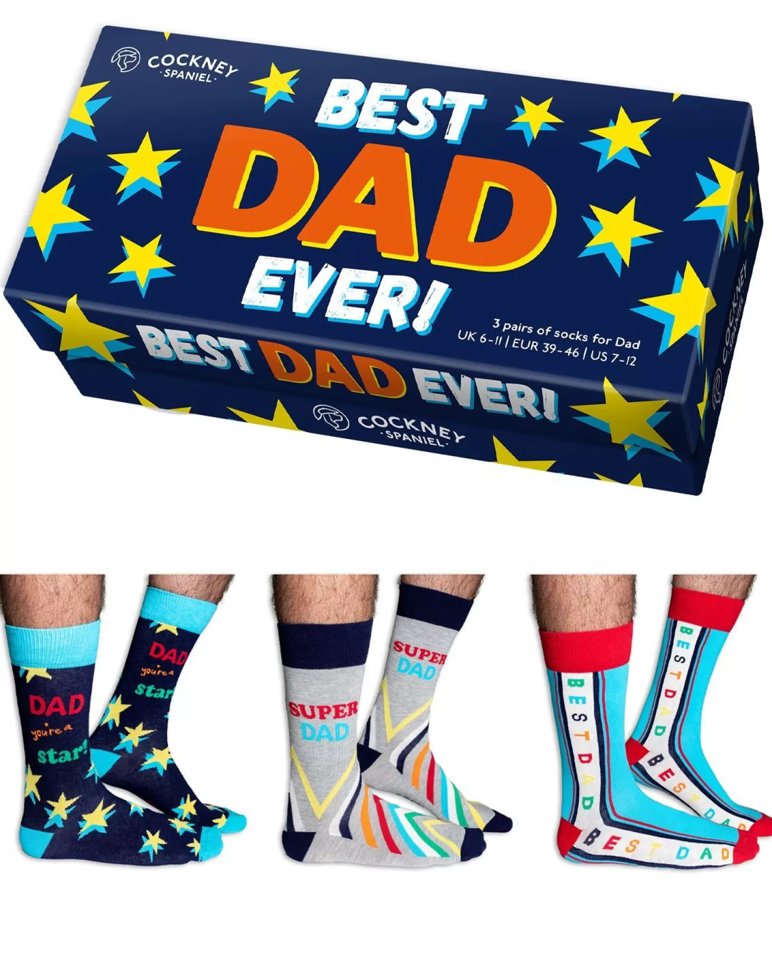 Men Cockney Spaniel Best Dad Ever! Socks Gift Box