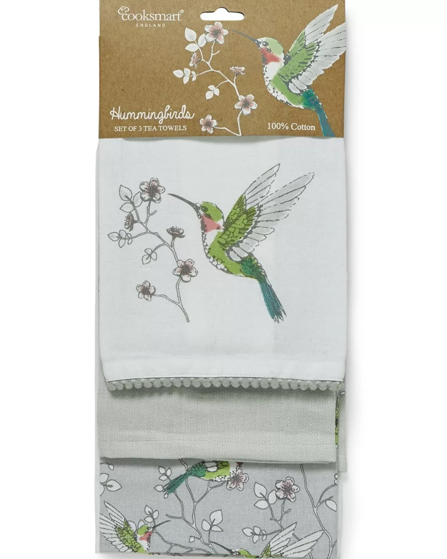 Cooksmart 3 Pack Hummingbirds Tea Towels