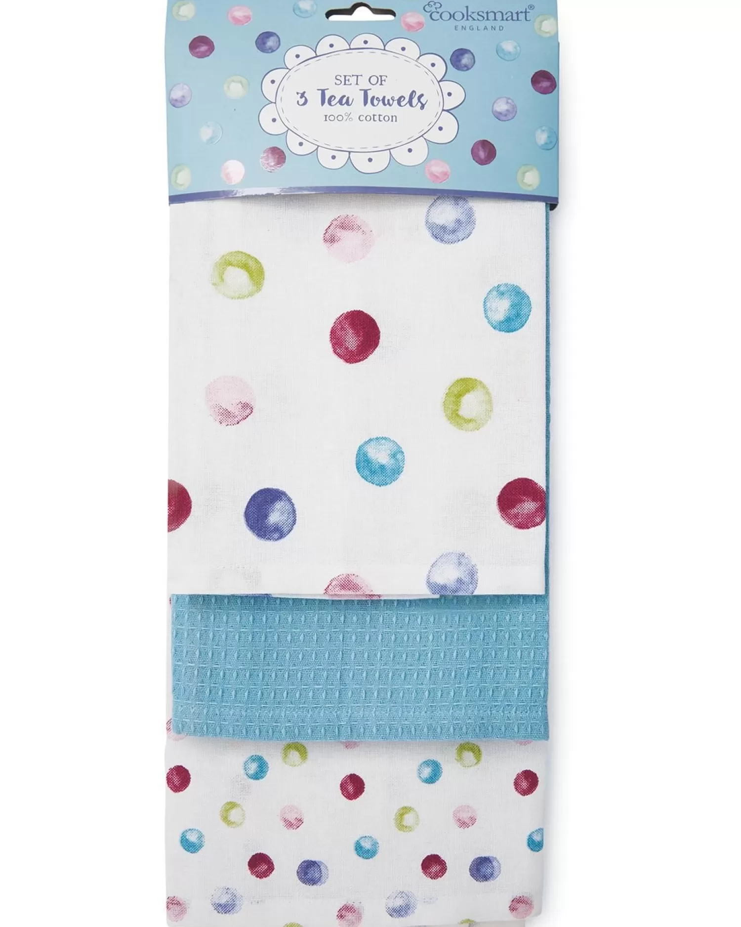 Cooksmart 3 Pack Spotty Dotty Tea Towels