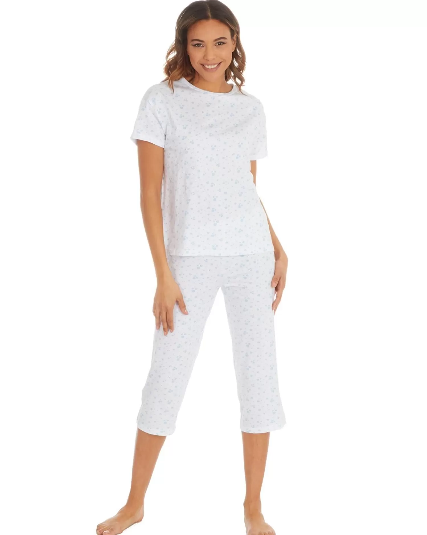 Cottonique Pyjamas | 100% Jersey Cotton Cropped Pyjamas - Blue