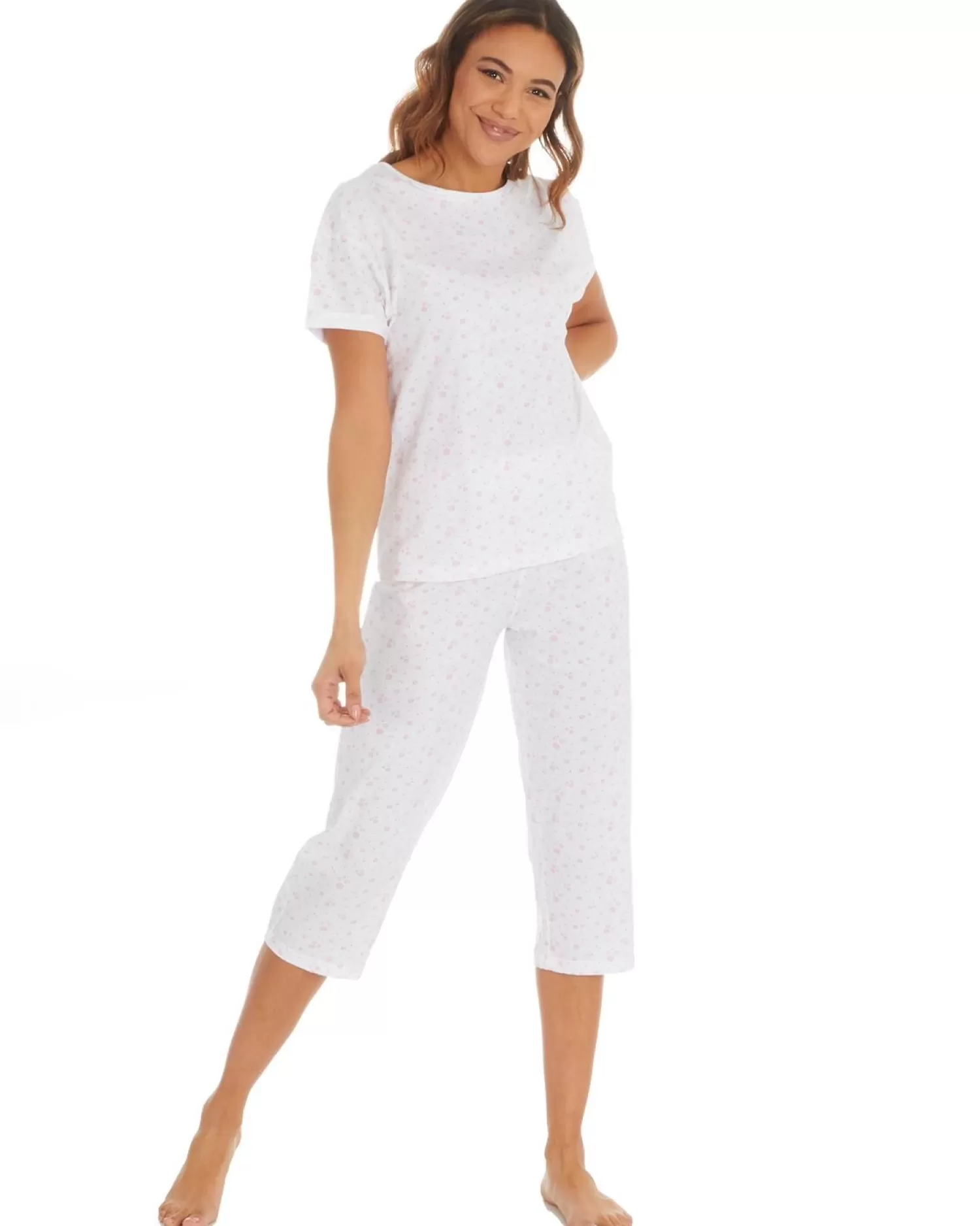 Cottonique Pyjamas | 100% Jersey Cotton Cropped Pyjamas - Pink