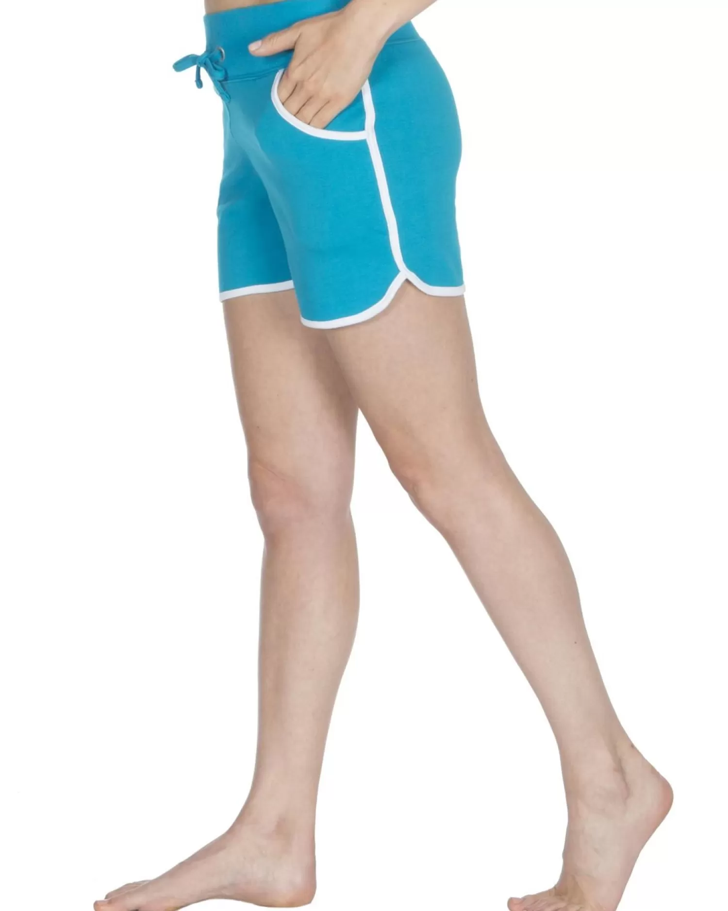 Cottonique Shorts & Skirts | Contrast Piping Lounge Shorts - Turquoise