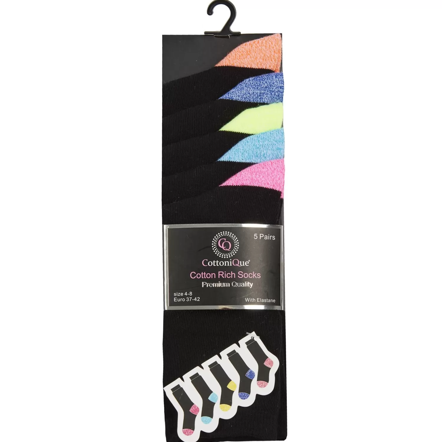 Cottonique Socks | Womens 5 Pack Marl Socks - Brights