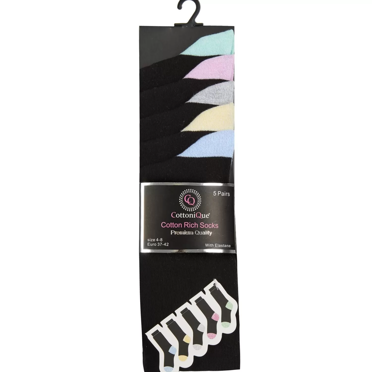 Cottonique Socks | Womens 5 Pack Marl Socks - Pastels