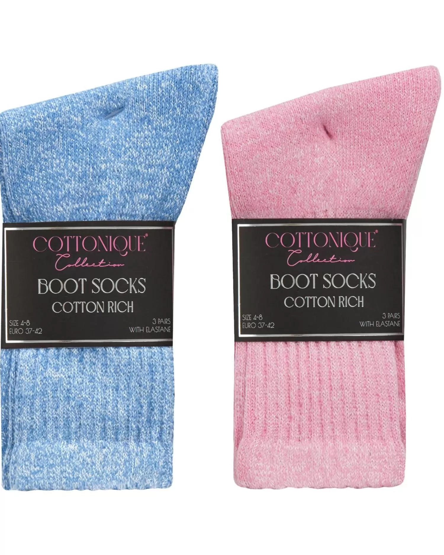 Cottonique Socks | Womens 6 Pack Cotton Rich Boot Socks