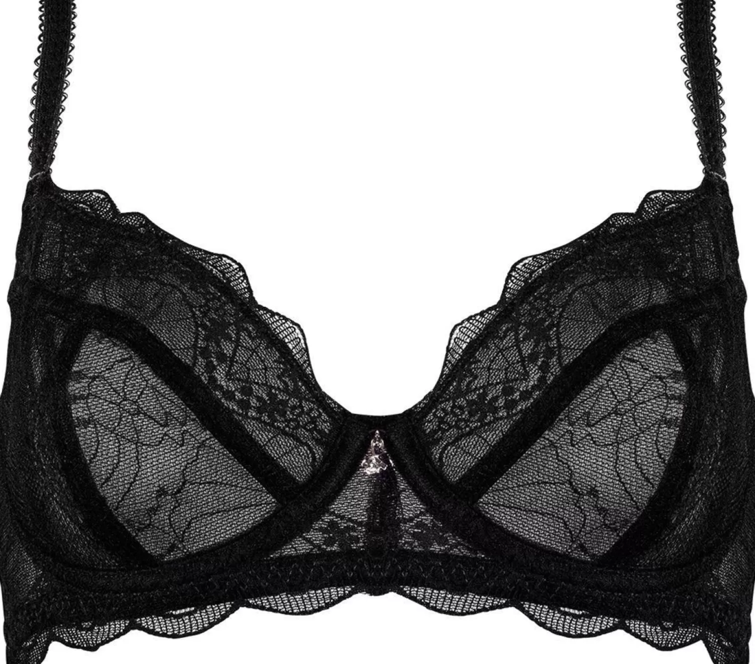 * Bras | Cybele By Naturana Sheer Lace Balcony Bra - Black