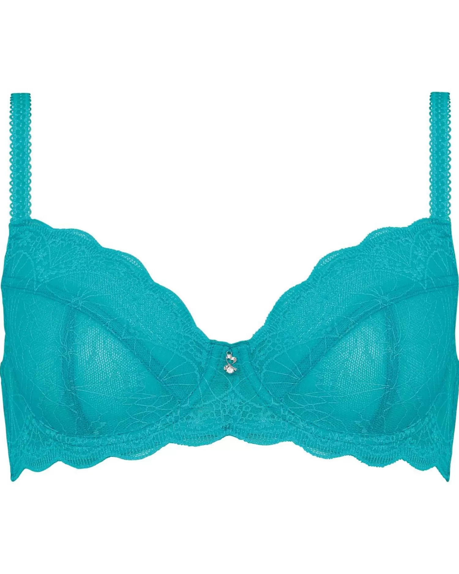 * Bras | Cybele By Naturana Sheer Lace Balcony Bra - Turquoise