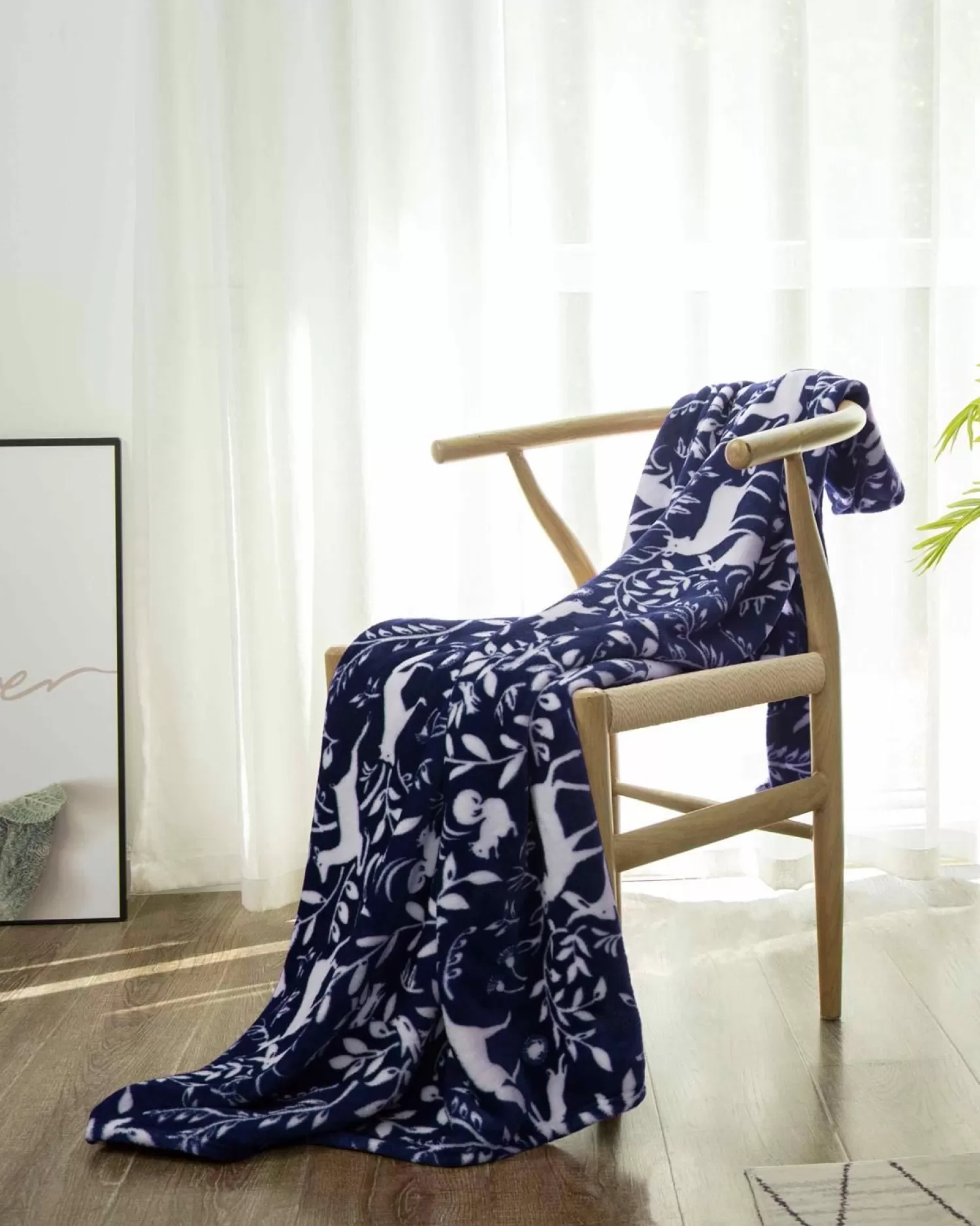 * Design Studio Larchwood Flannel Throw - Navy