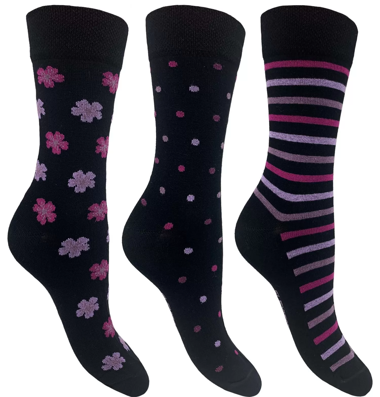 Flexitop Socks | 3 Pack Womens Bamboo Socks - Black Mix